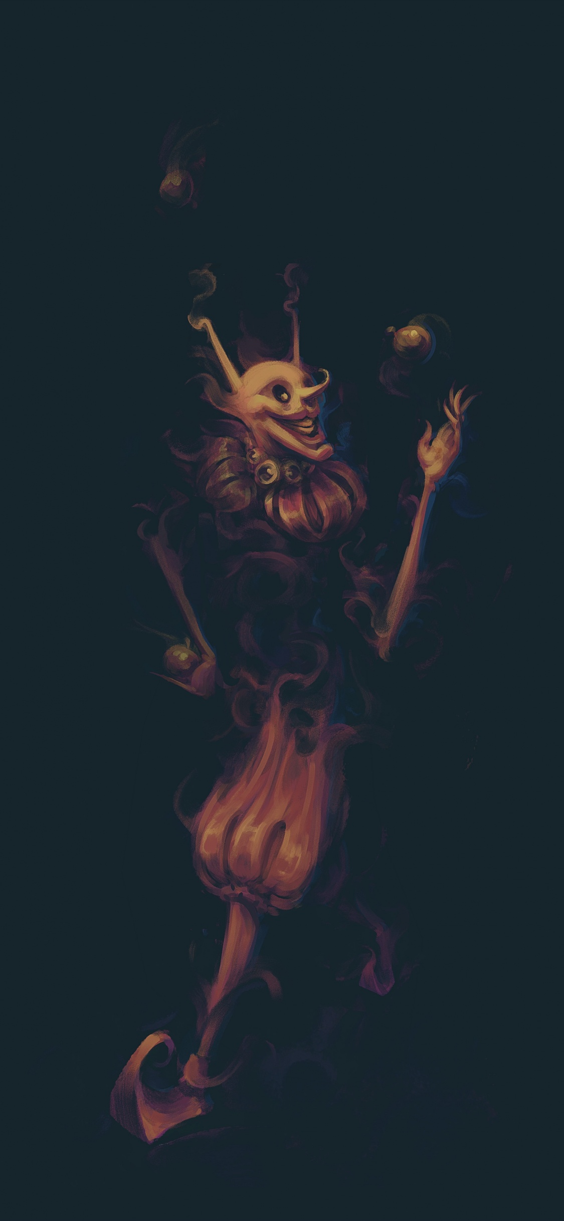 Woman in Black Dress Illustration. Wallpaper in 1125x2436 Resolution