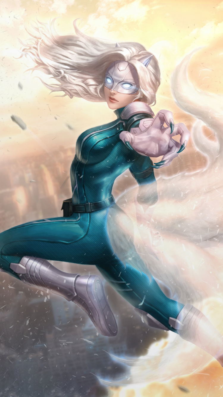 Marvel White Fox, Beast, Art, Kitty Pryde, Marvel Comics. Wallpaper in 750x1334 Resolution