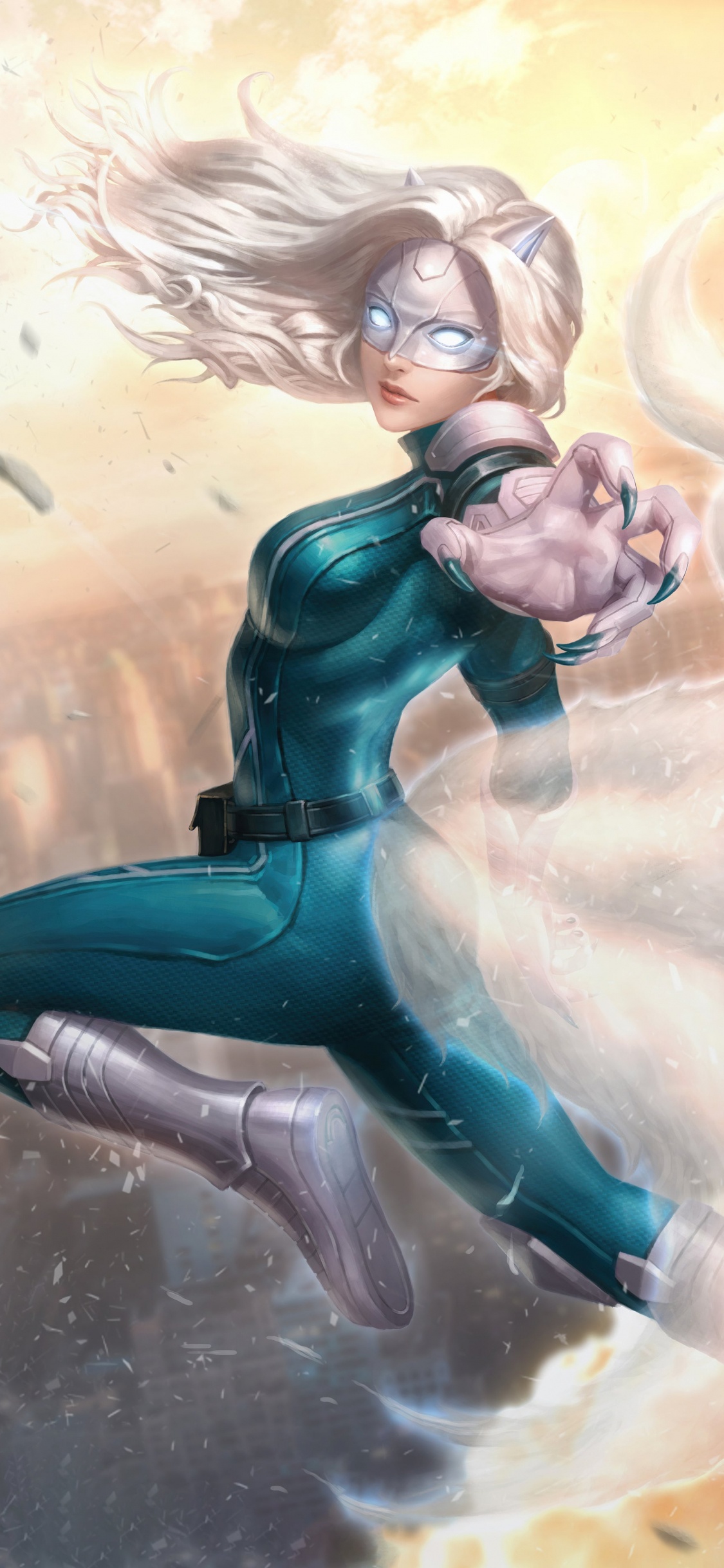 Wunder, Weißer Fuchs, Tier, Kunst, Kätzchen Pryde, Marvel Comics. Wallpaper in 1125x2436 Resolution