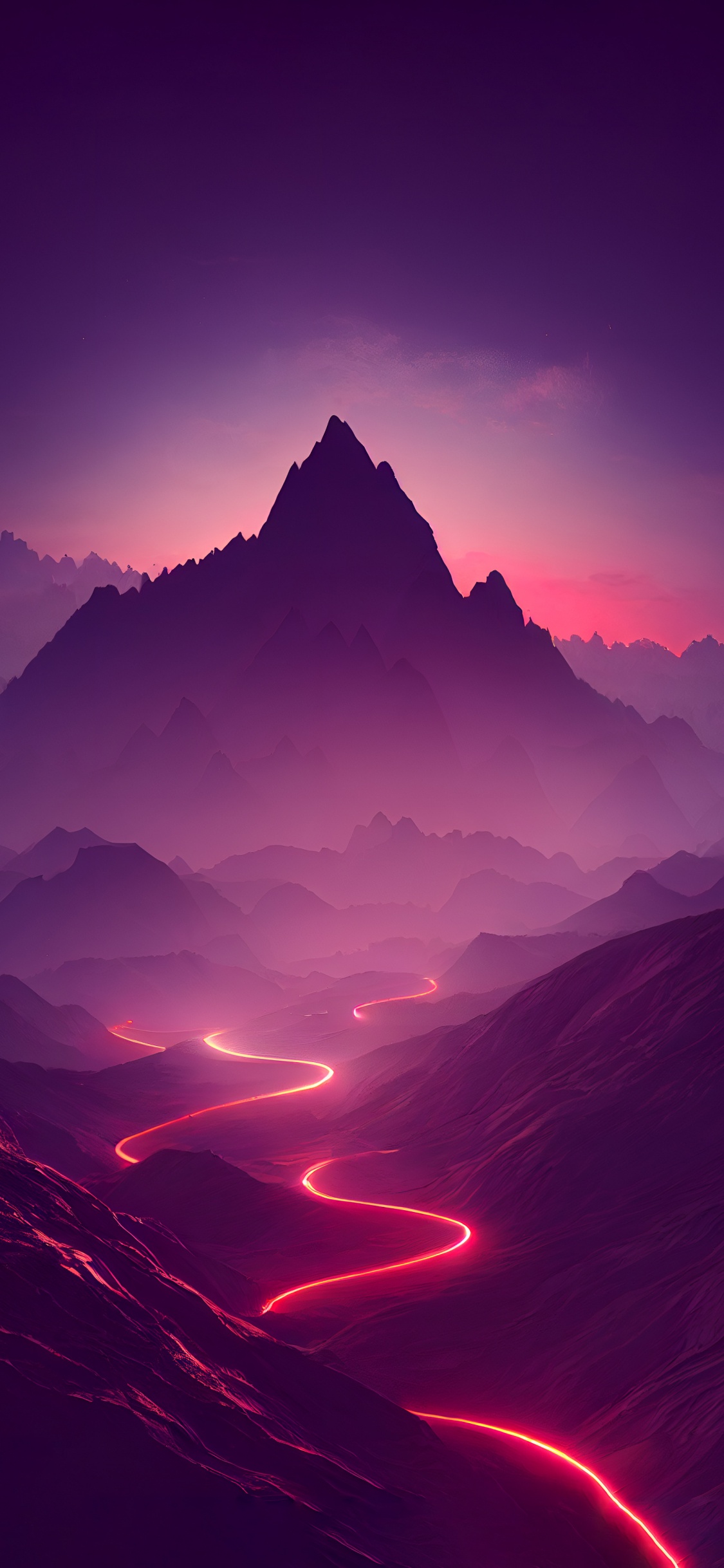 Apples, Atmosphere, Mountain, Natural Landscape, Purple. Wallpaper in 1125x2436 Resolution