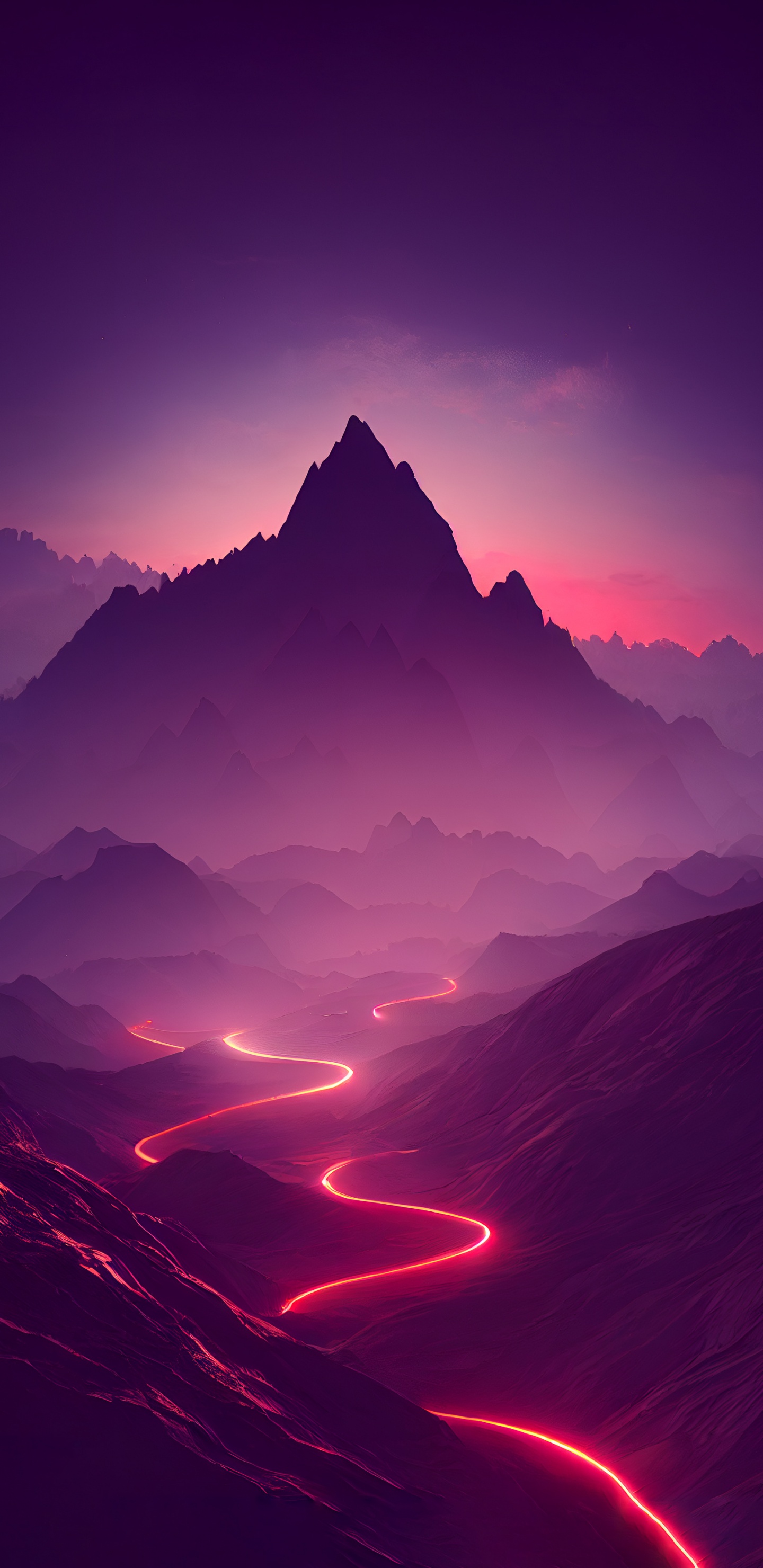 Apples, Atmosphere, Mountain, Natural Landscape, Purple. Wallpaper in 1440x2960 Resolution