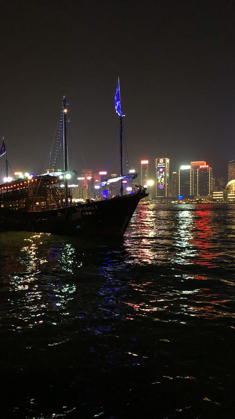 香港, 城市, 大都会, 船只, 液体 壁纸 750x1334 允许