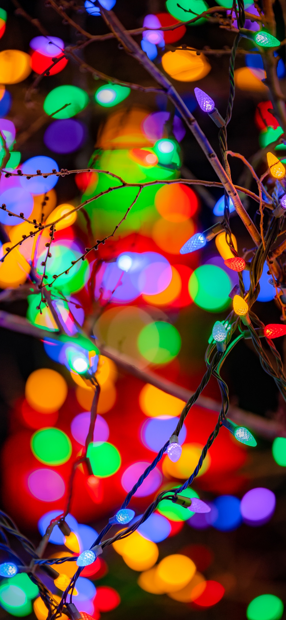 Green and Red String Lights. Wallpaper in 1125x2436 Resolution