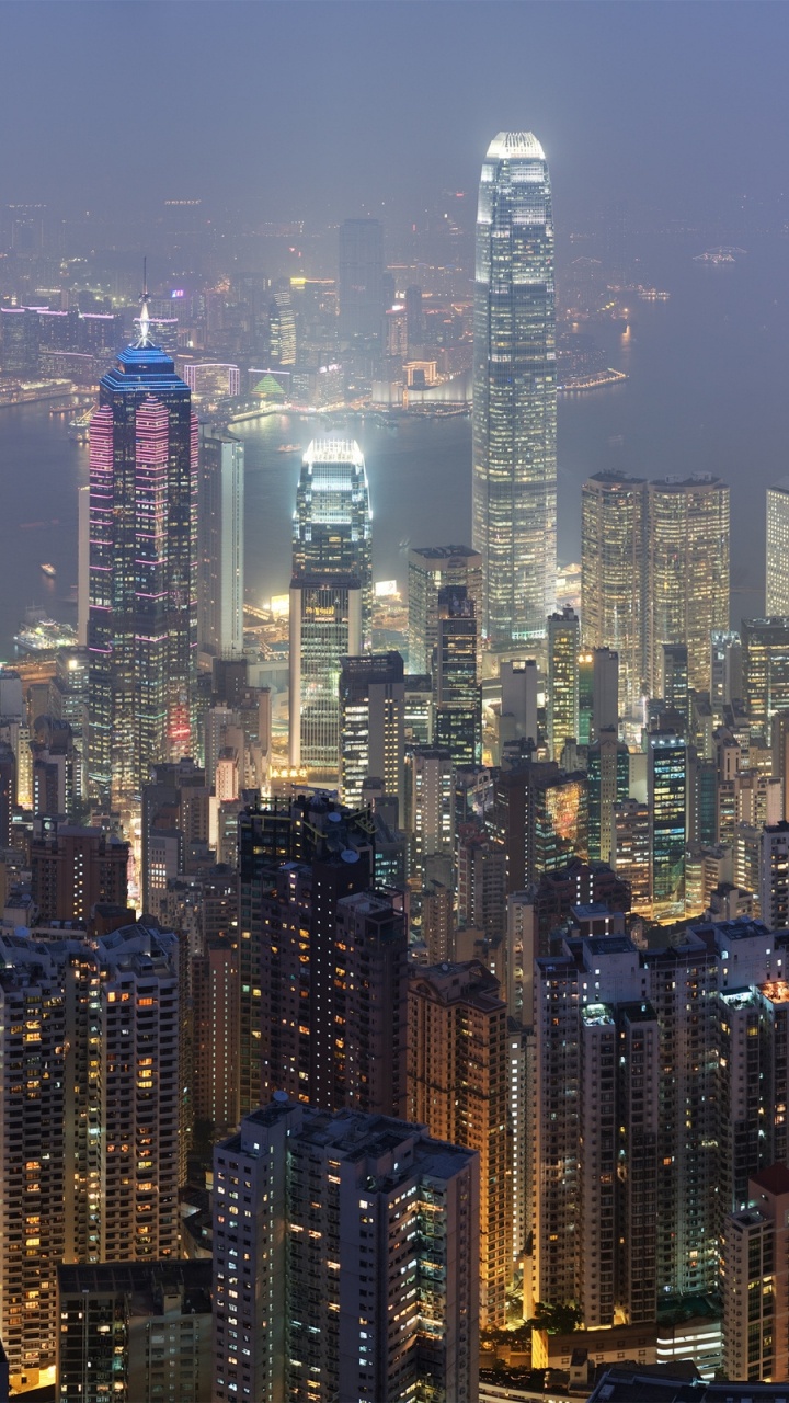 Skyline Der Stadt Bei Nacht Night. Wallpaper in 720x1280 Resolution