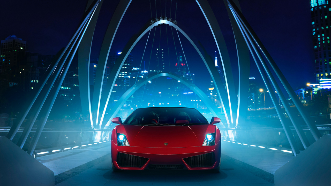 Voiture de Sport Ferrari Rouge Sur Route. Wallpaper in 1280x720 Resolution