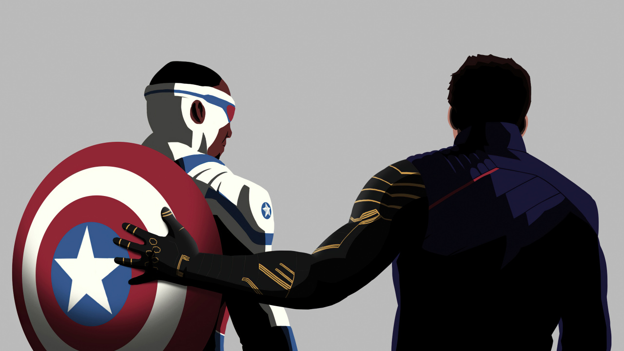 Captain America, Falcon, Minimalisme, Superhero, Art. Wallpaper in 1280x720 Resolution