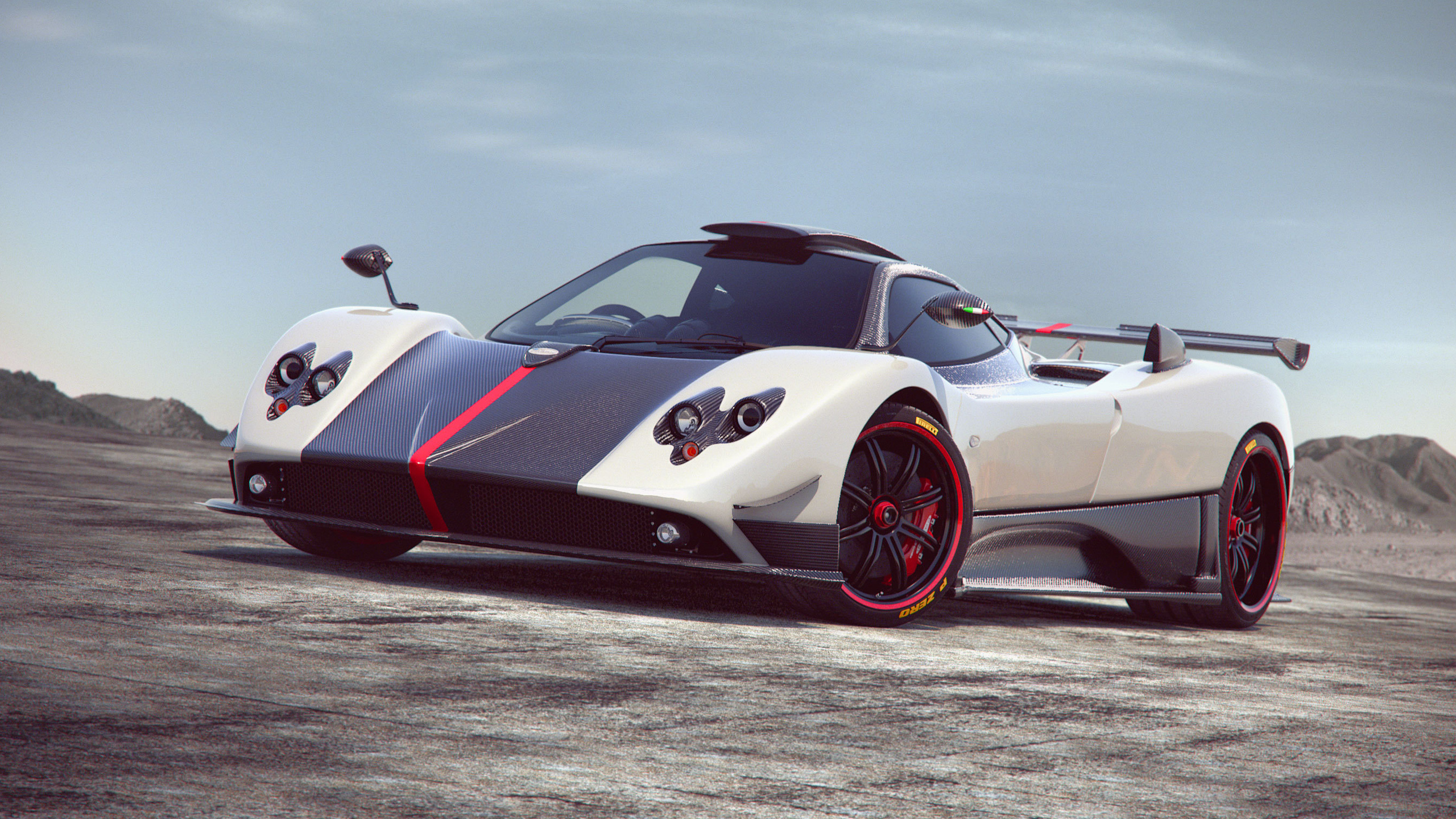 Weißer Und Schwarzer Porsche 911 Auf Grauem Feld. Wallpaper in 2560x1440 Resolution