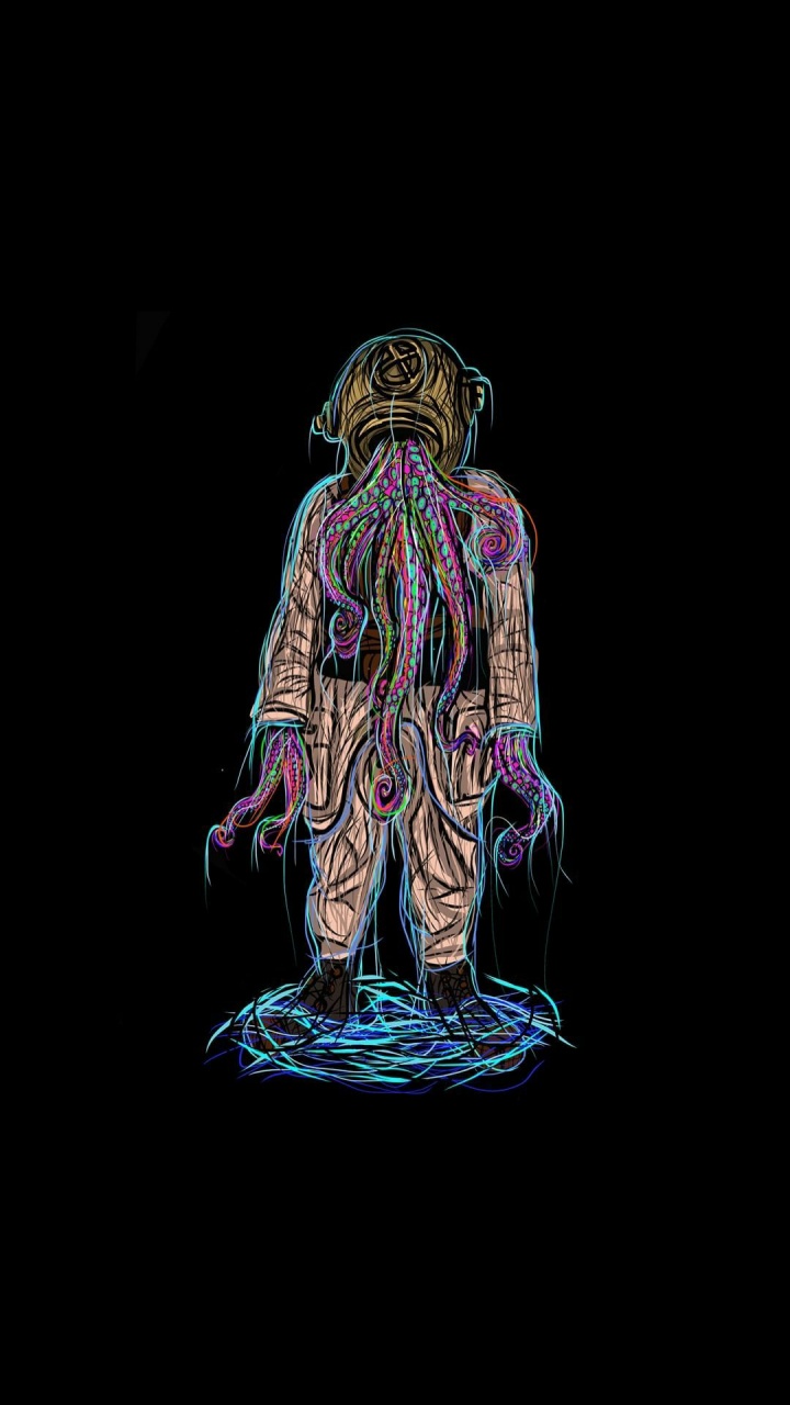 Astronauta, Amoled, Arte, Arte Digital, el Vello Facial. Wallpaper in 720x1280 Resolution