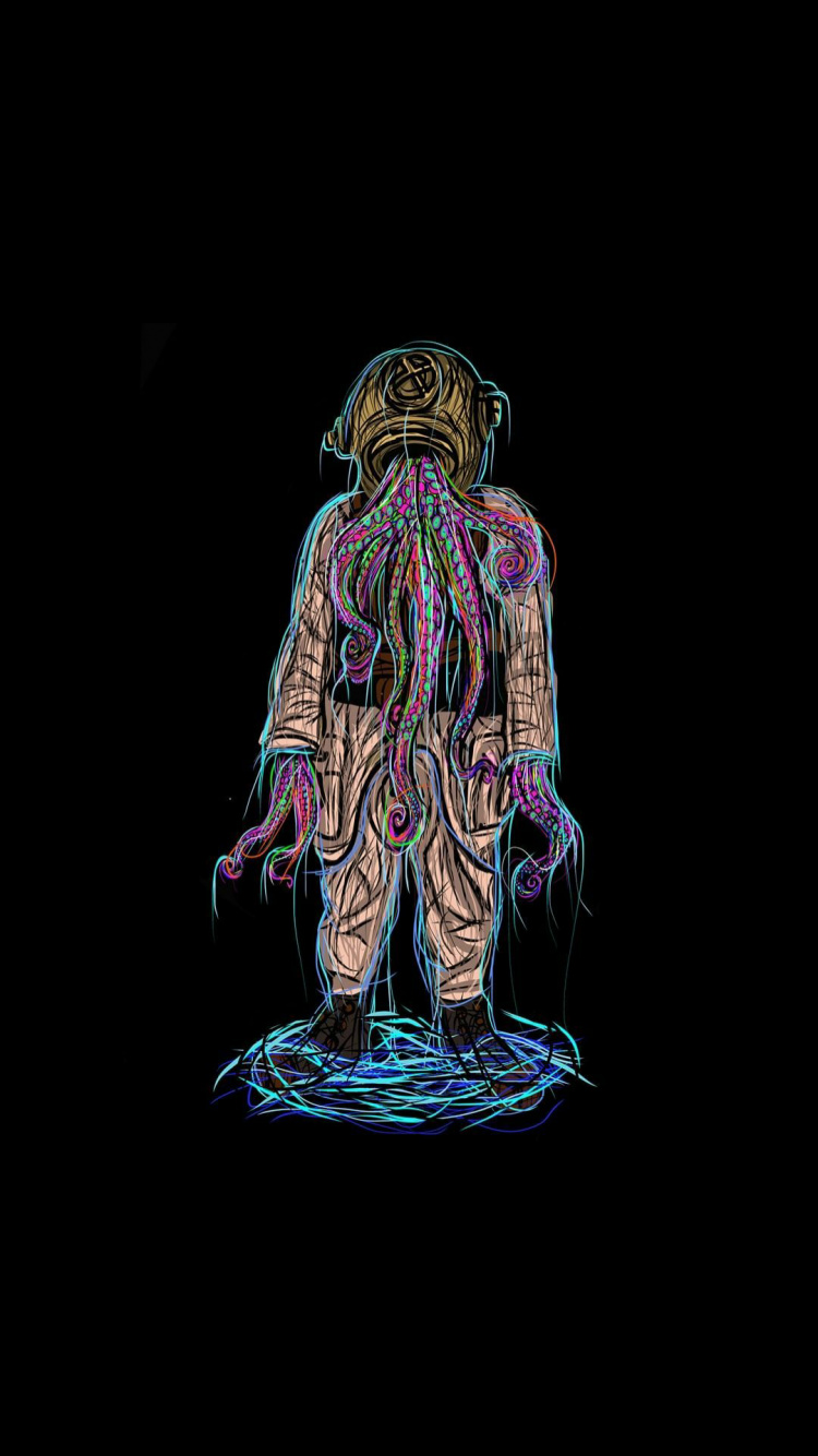 Astronauta, Amoled, Arte, Arte Digital, el Vello Facial. Wallpaper in 750x1334 Resolution