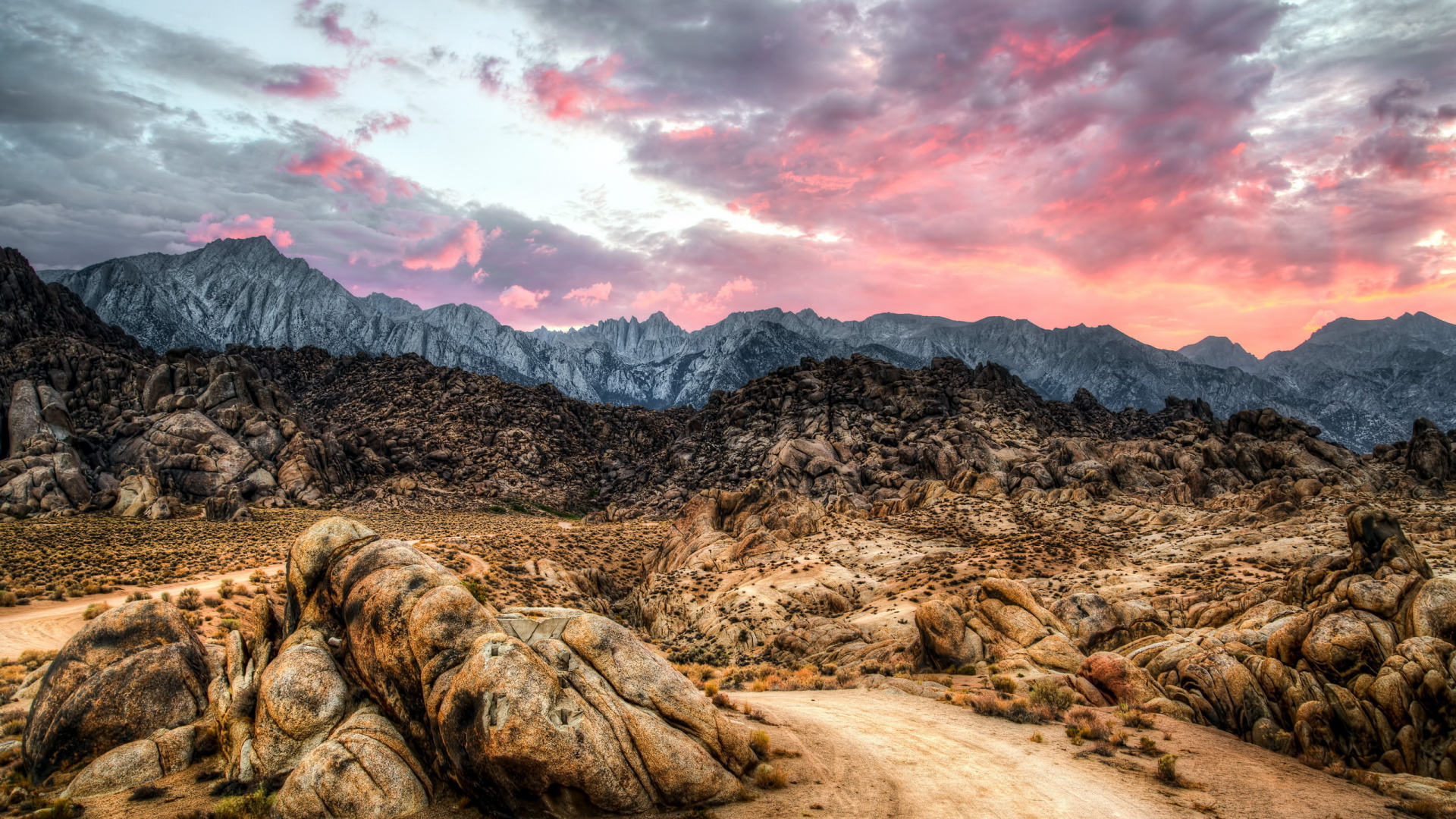 Brown and Black Rock Formation Under White Clouds. Wallpaper in 1920x1080 Resolution