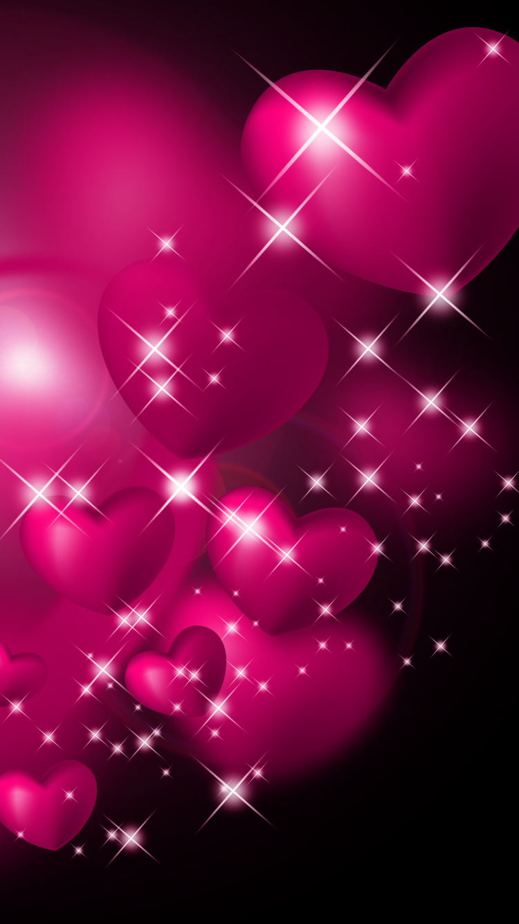 心脏, 粉红色, 爱情, 品红色, 光 壁纸 750x1334 允许