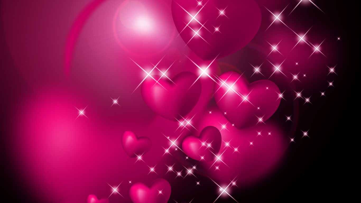 Herzen, Pink, Liebe, Magenta, Valentines Tag. Wallpaper in 1366x768 Resolution