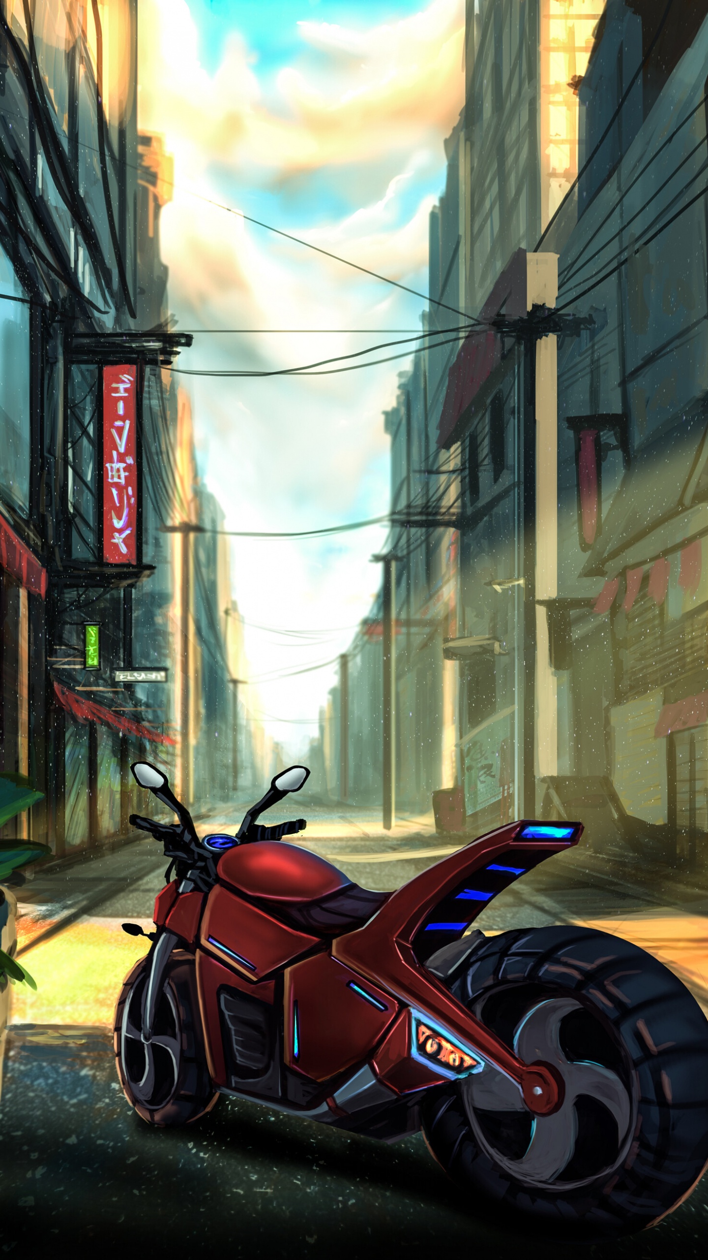 Red and Black Motorcycle Parked Beside Brown Concrete Building During Daytime. Wallpaper in 1440x2560 Resolution