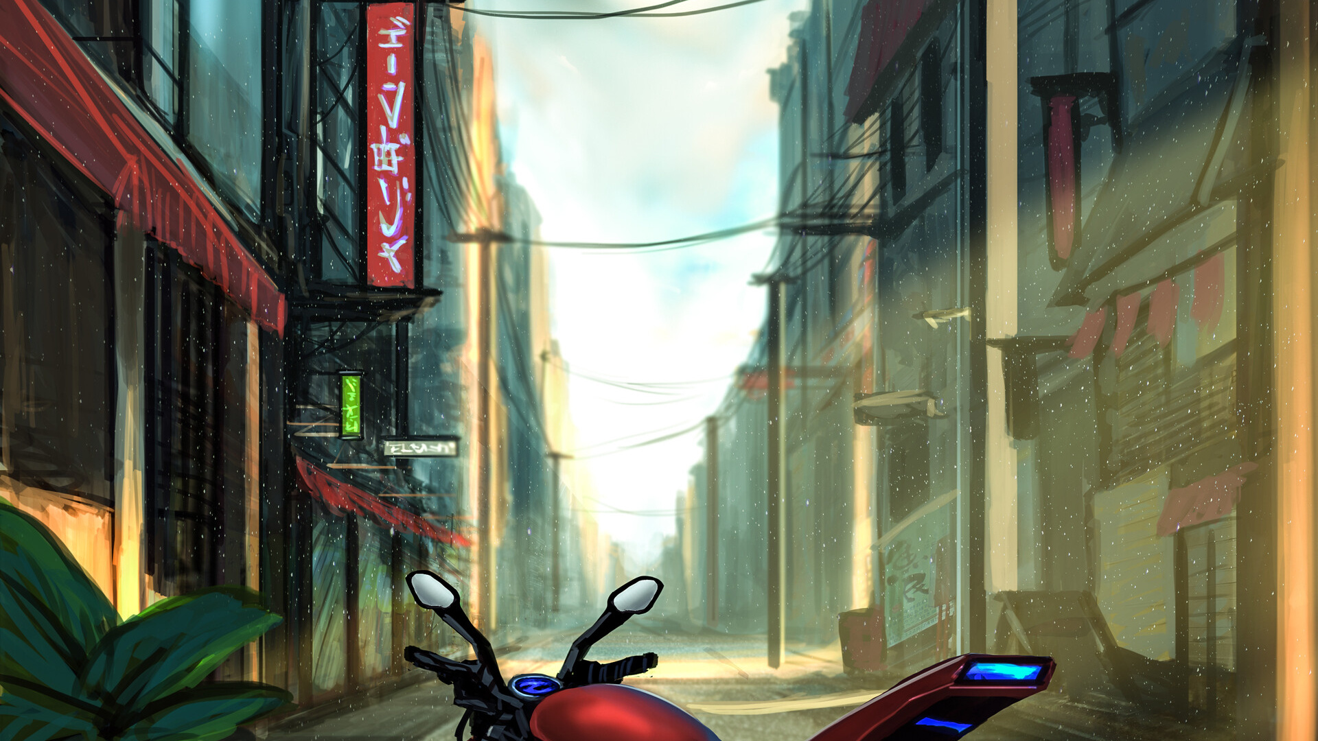 Red and Black Motorcycle Parked Beside Brown Concrete Building During Daytime. Wallpaper in 1920x1080 Resolution