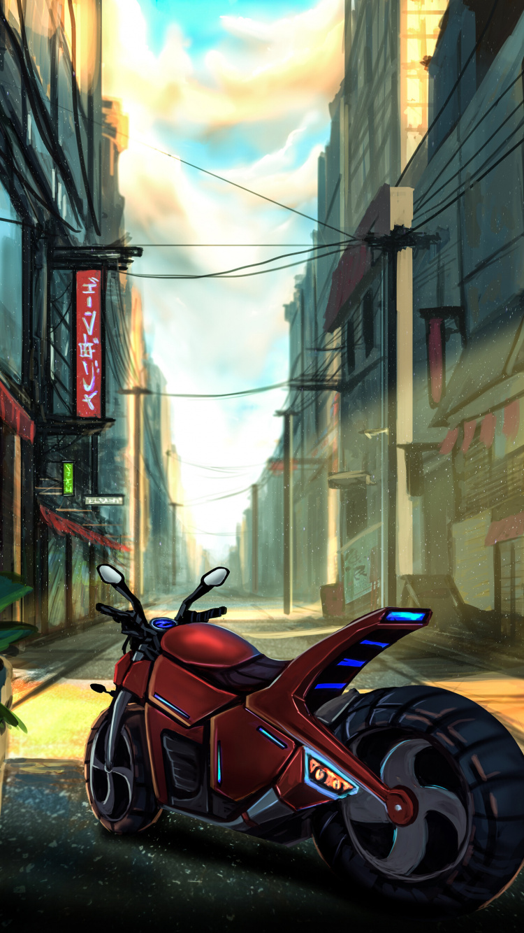 Red and Black Motorcycle Parked Beside Brown Concrete Building During Daytime. Wallpaper in 750x1334 Resolution