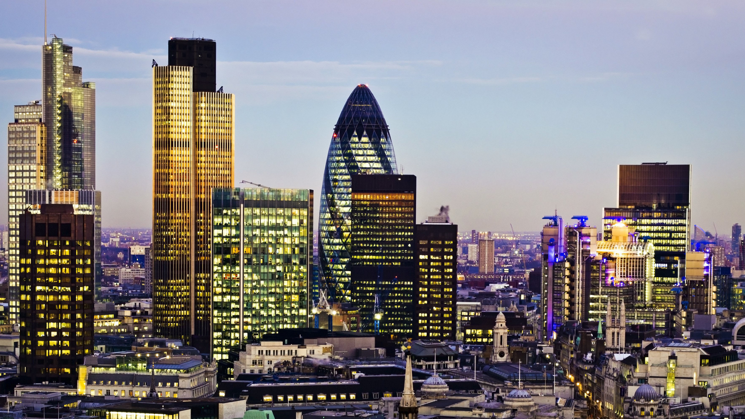 City Skyline During Night Time. Wallpaper in 2560x1440 Resolution