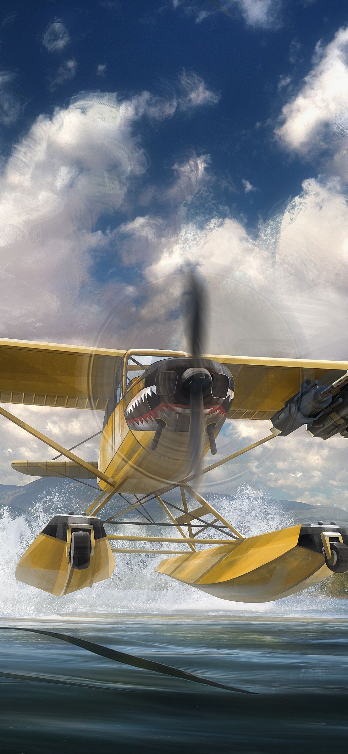 Weißes Und Braunes Boot Auf Dem Meer Unter Blauem Himmel Und Weißen Wolken Tagsüber. Wallpaper in 1125x2436 Resolution