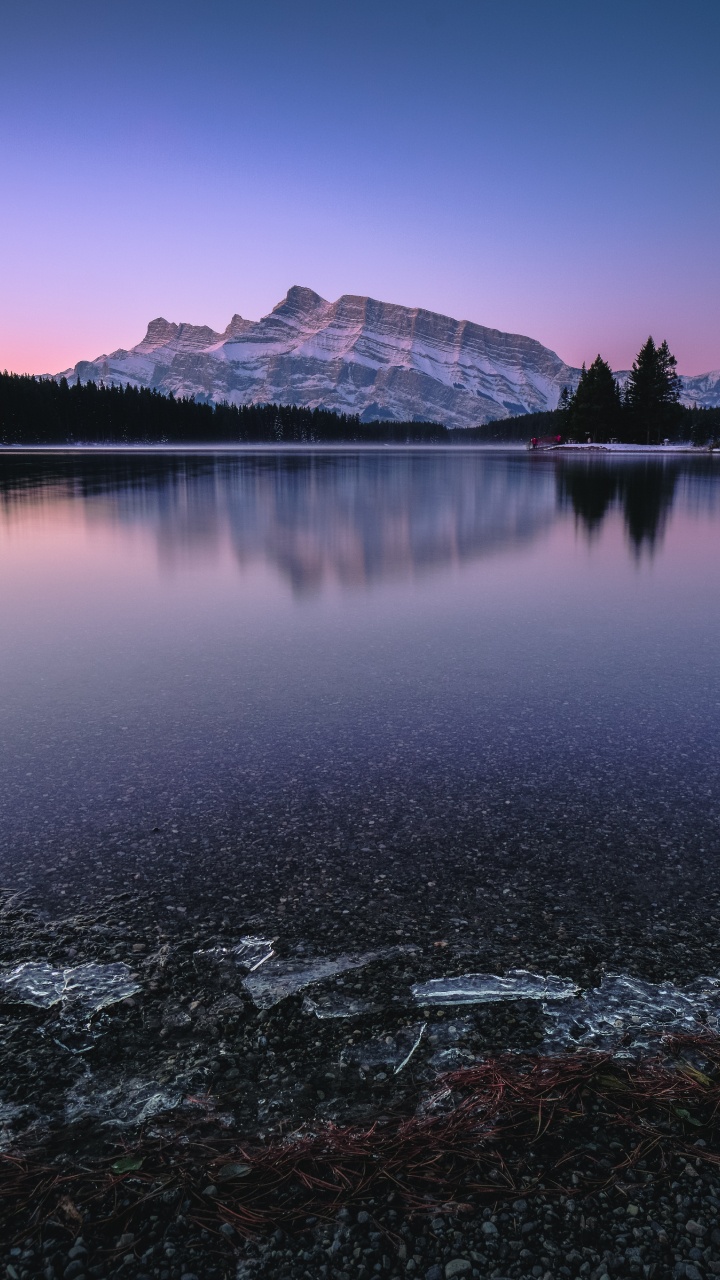 Zwei Jack Lake, See, Gewässer, Reflexion, Natur. Wallpaper in 720x1280 Resolution