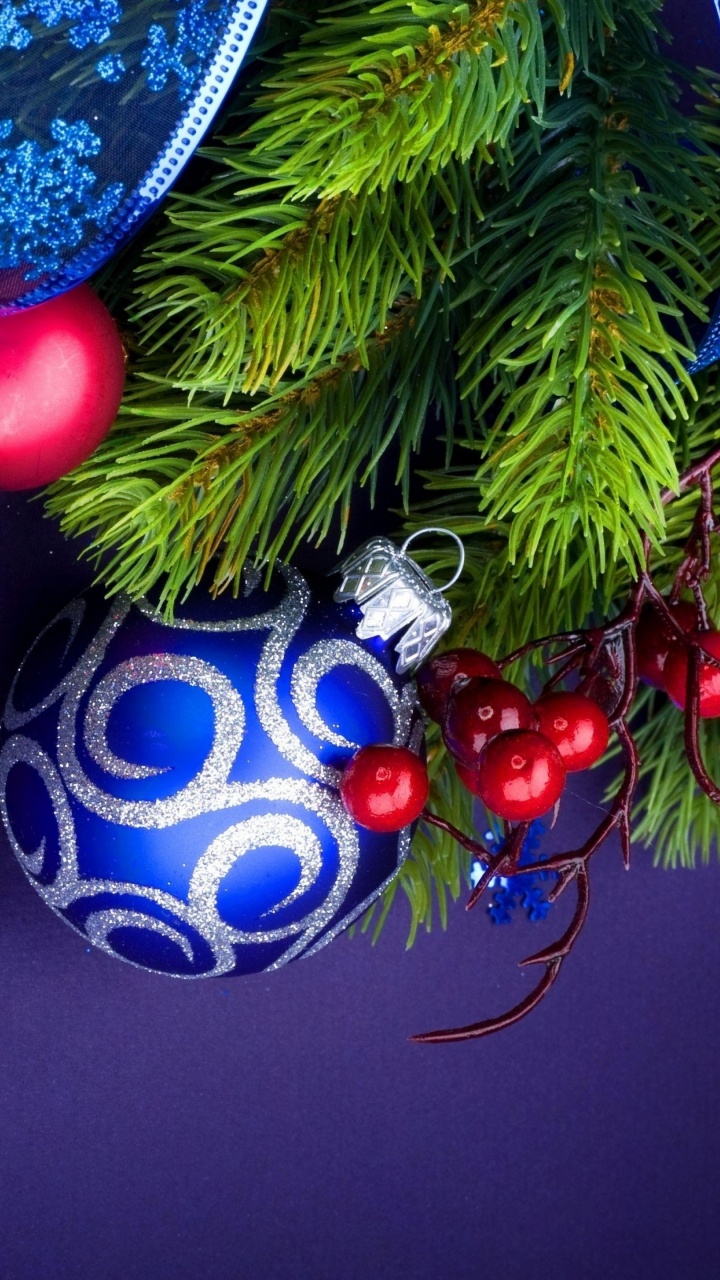 Decoración de la Navidad, Evento, Árbol de Año Nuevo, Azul, el Pino de la Familia. Wallpaper in 720x1280 Resolution