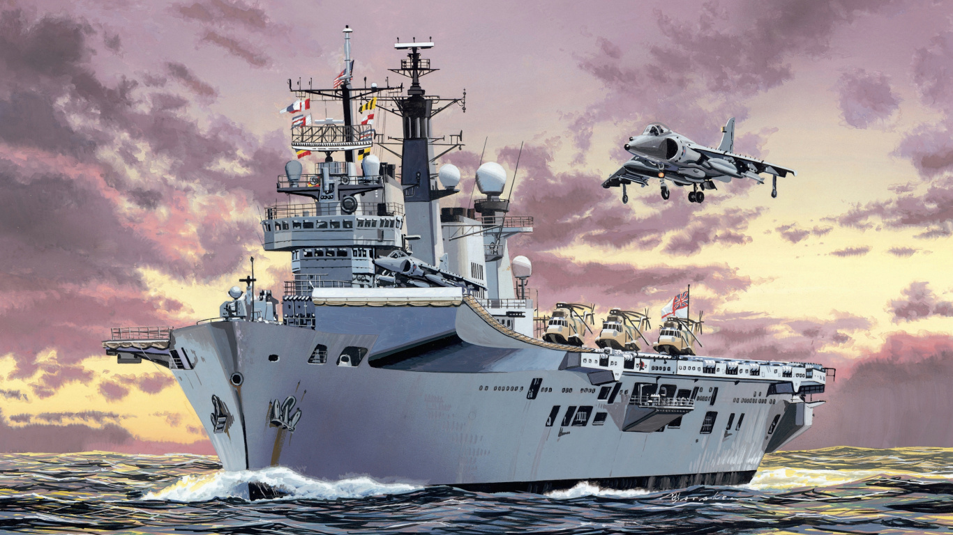 HMS Ark Royal, Königliche Marine, Flugzeugträger, Kriegsschiff, Marine-Schiff. Wallpaper in 1366x768 Resolution