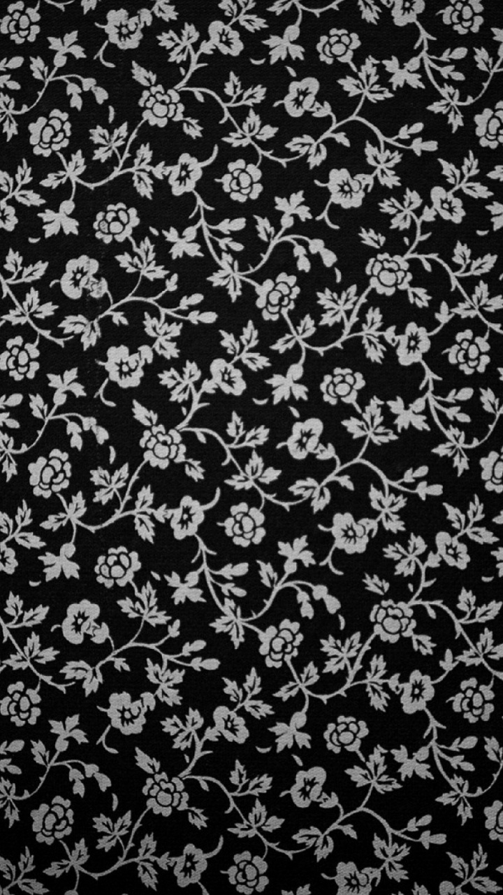 Schwarz-weißes Florales Textil. Wallpaper in 720x1280 Resolution