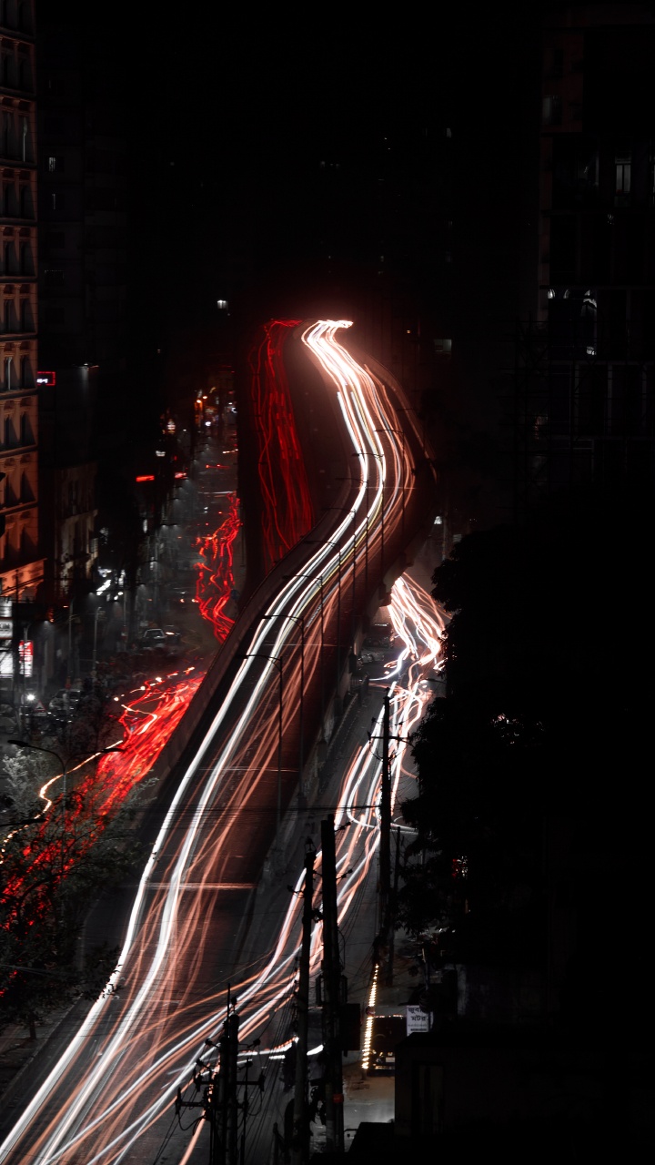 Time Lapse Photography of Cars on Road During Night Time. Wallpaper in 720x1280 Resolution
