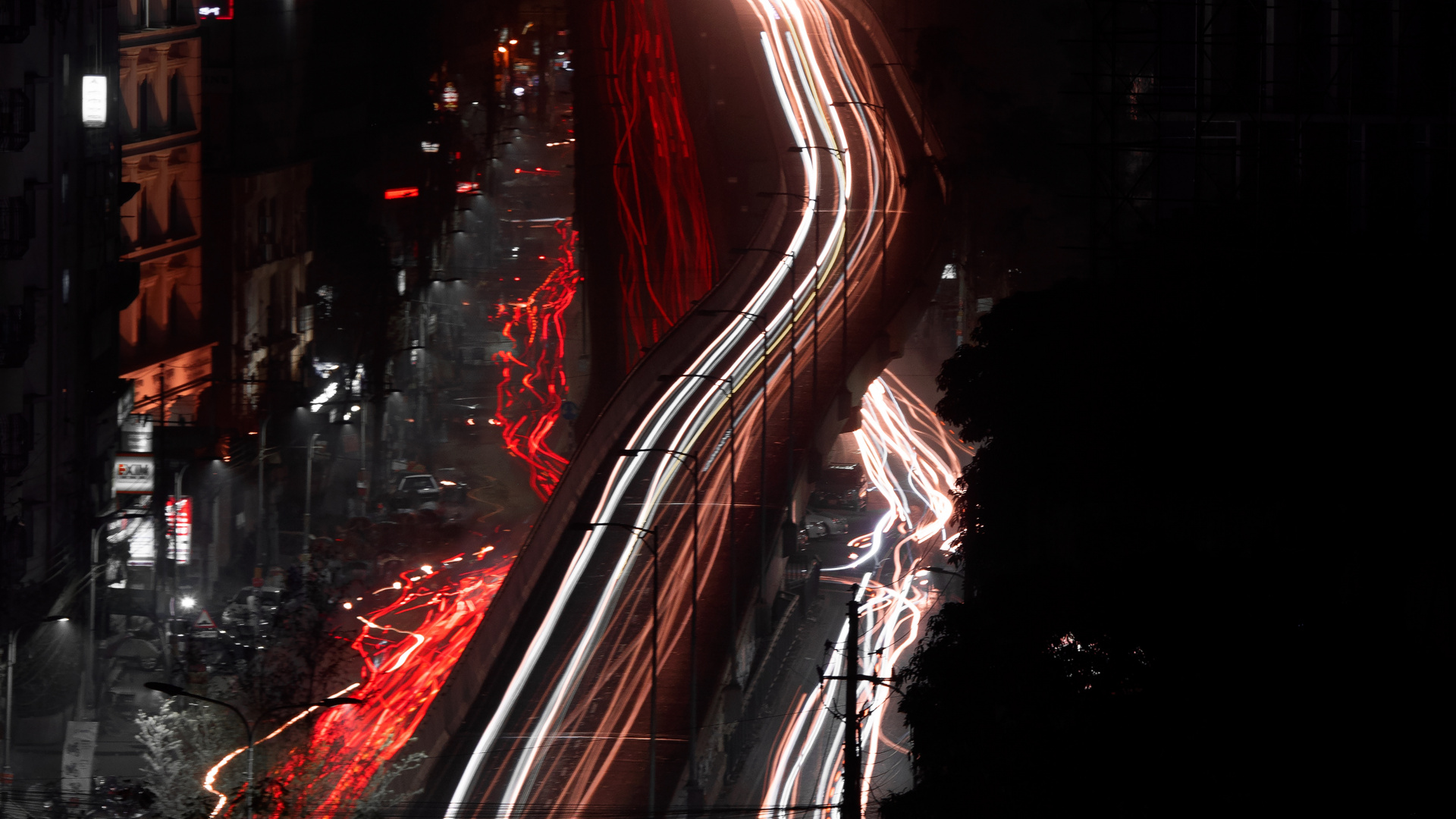 Photographie en Accéléré de Voitures Sur la Route Pendant la Nuit. Wallpaper in 1920x1080 Resolution