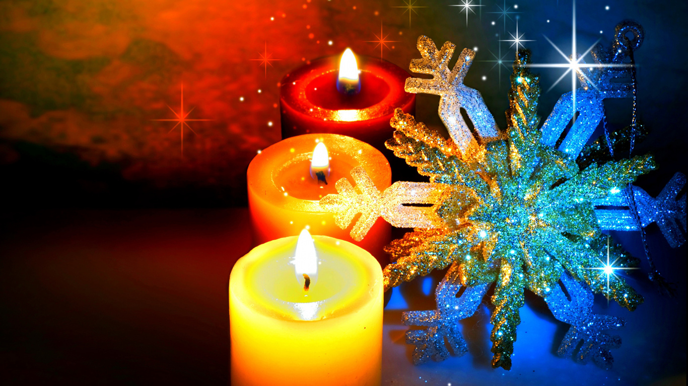 Neujahr, Kerze, Veranstaltung, Weihnachtsdekoration, Weihnachtsbeleuchtung. Wallpaper in 1366x768 Resolution