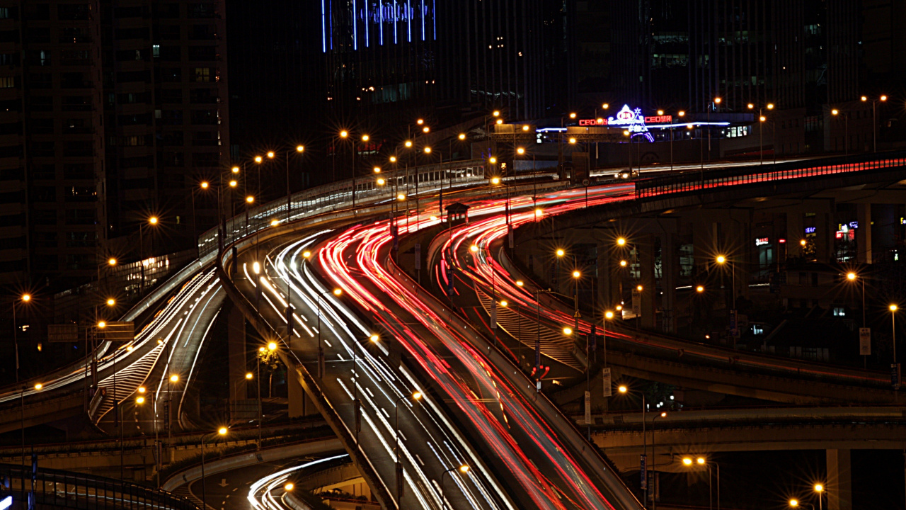 Time Lapse Photography of Cars on Road During Night Time. Wallpaper in 1280x720 Resolution