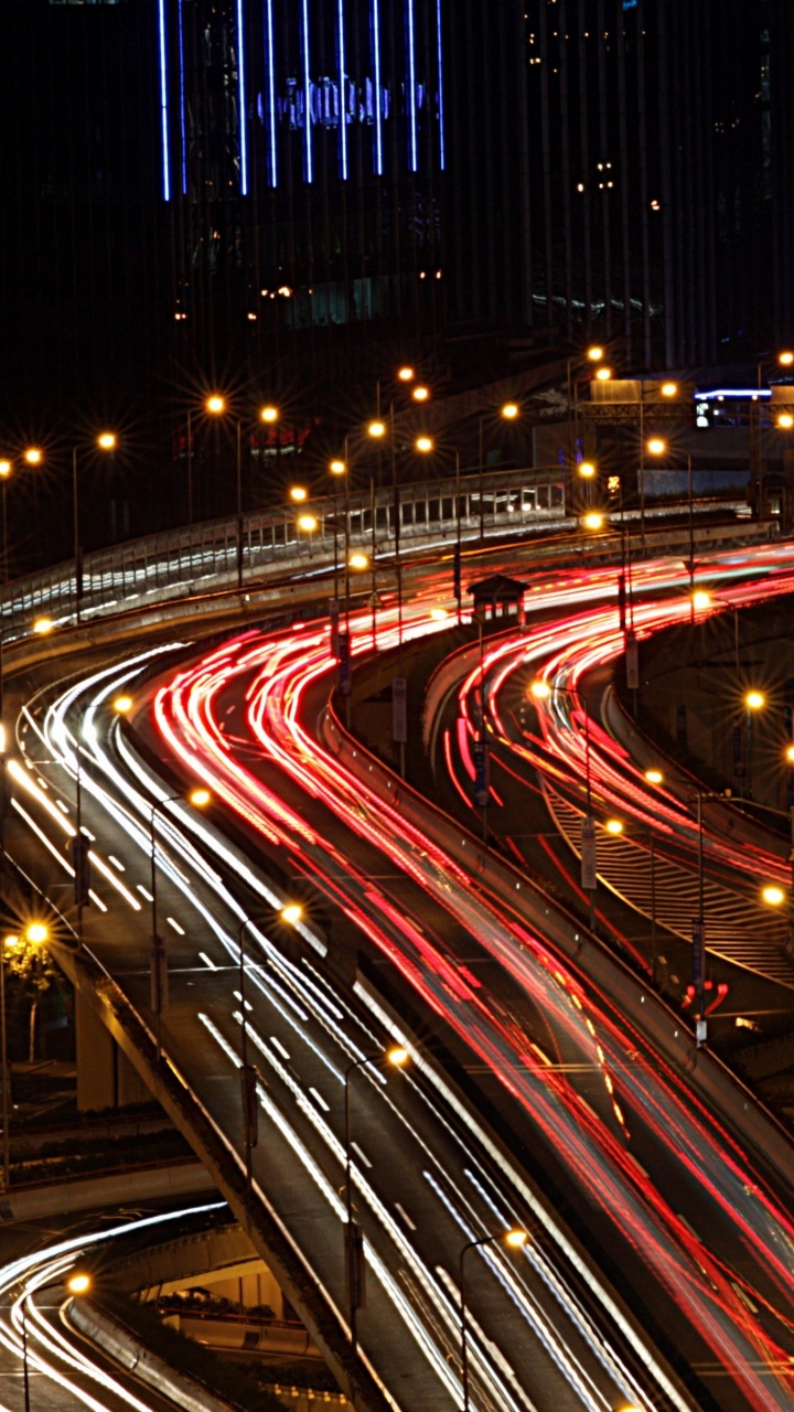 Time Lapse Photography of Cars on Road During Night Time. Wallpaper in 720x1280 Resolution