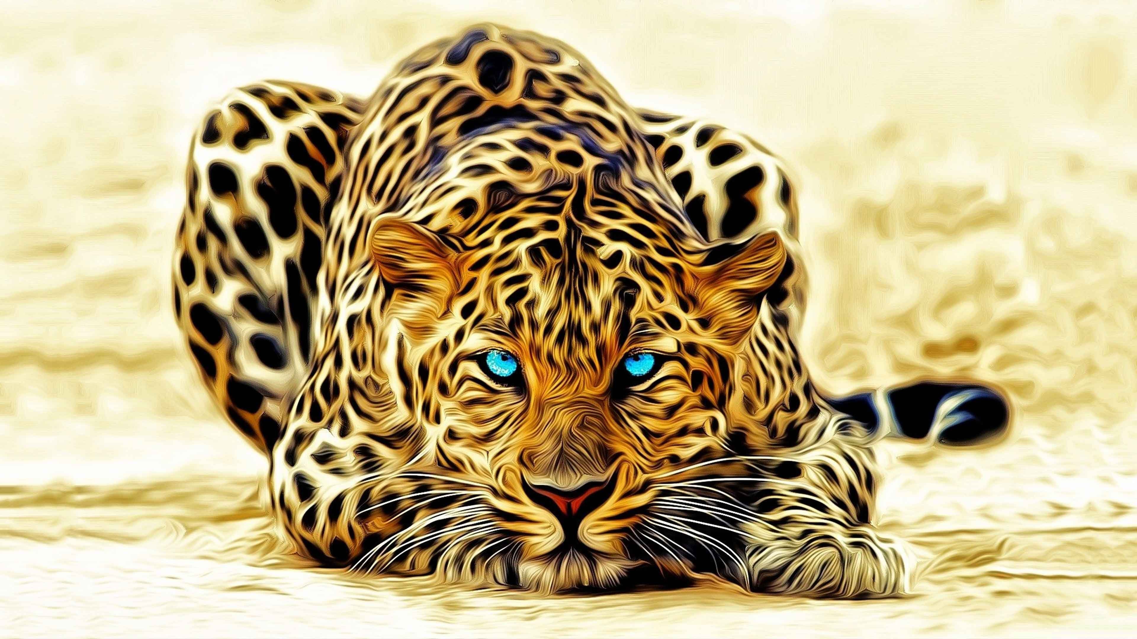 Brown and Black Leopard Lying on White Textile. Wallpaper in 3840x2160 Resolution