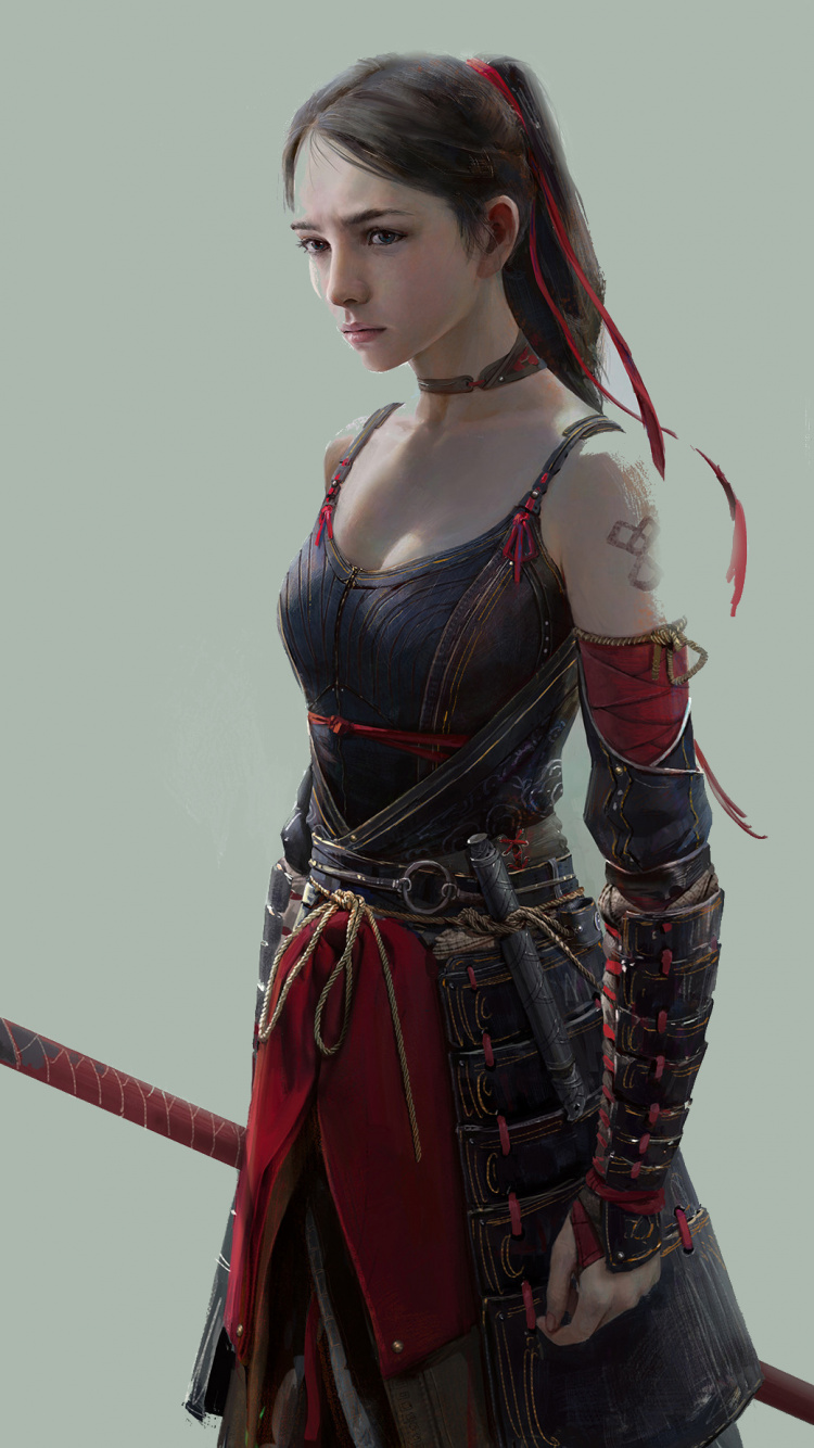 Femme en Robe Noire et Rouge. Wallpaper in 750x1334 Resolution