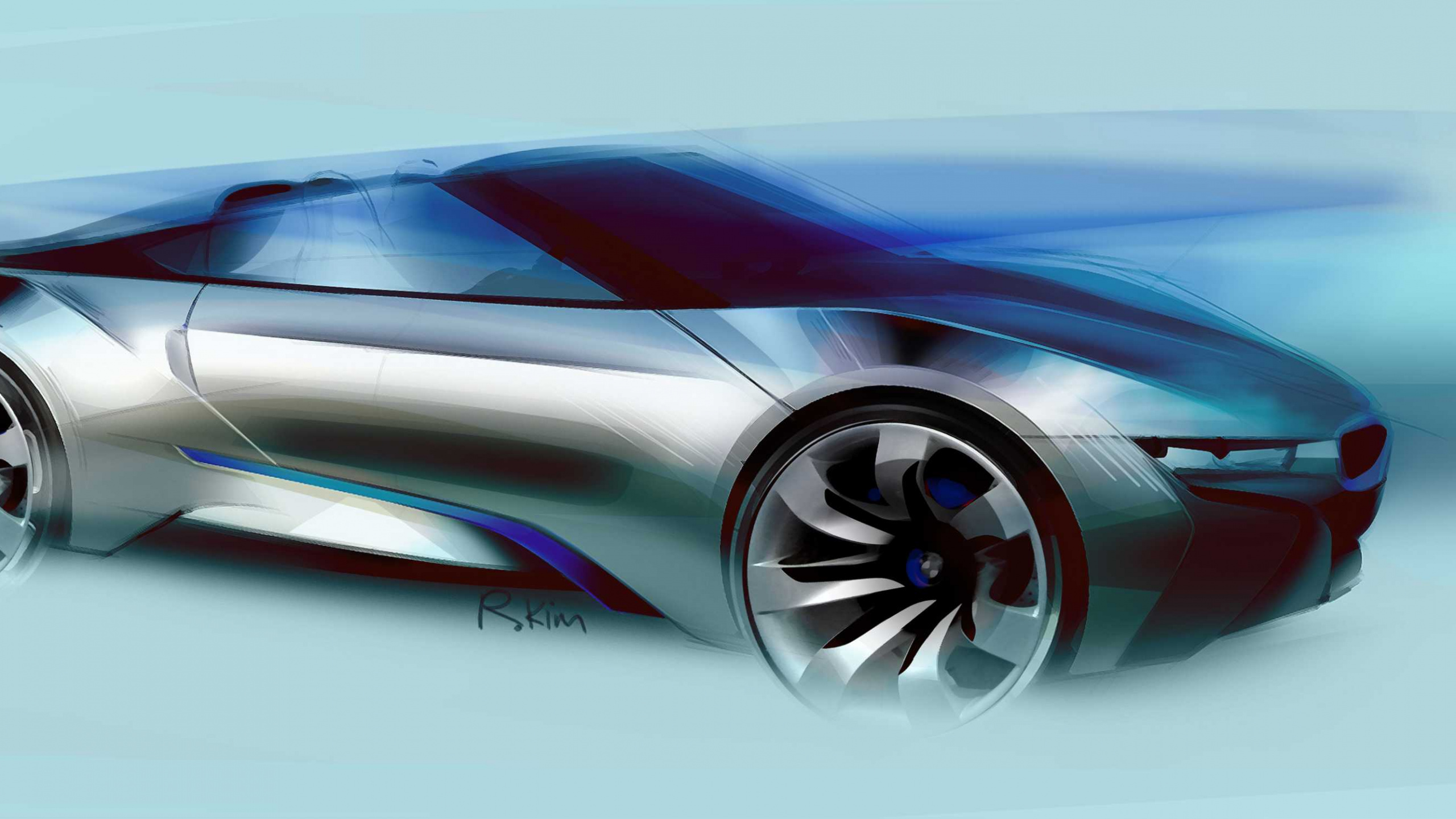 Coche Deportivo Ferrari Azul y Rojo. Wallpaper in 2560x1440 Resolution