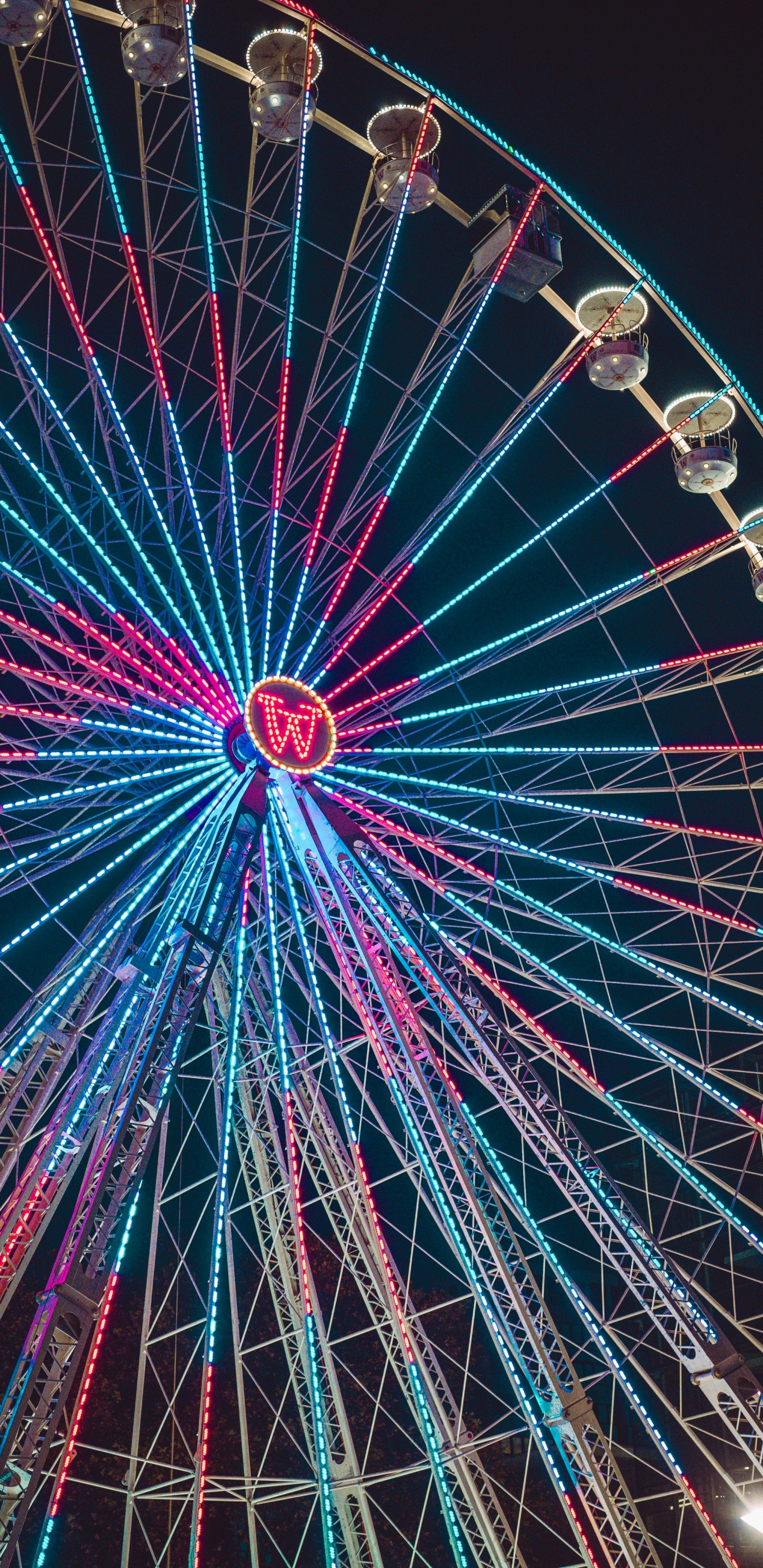 Ferris, Roue, Lumière, Éclairage, Électricité. Wallpaper in 1440x2960 Resolution