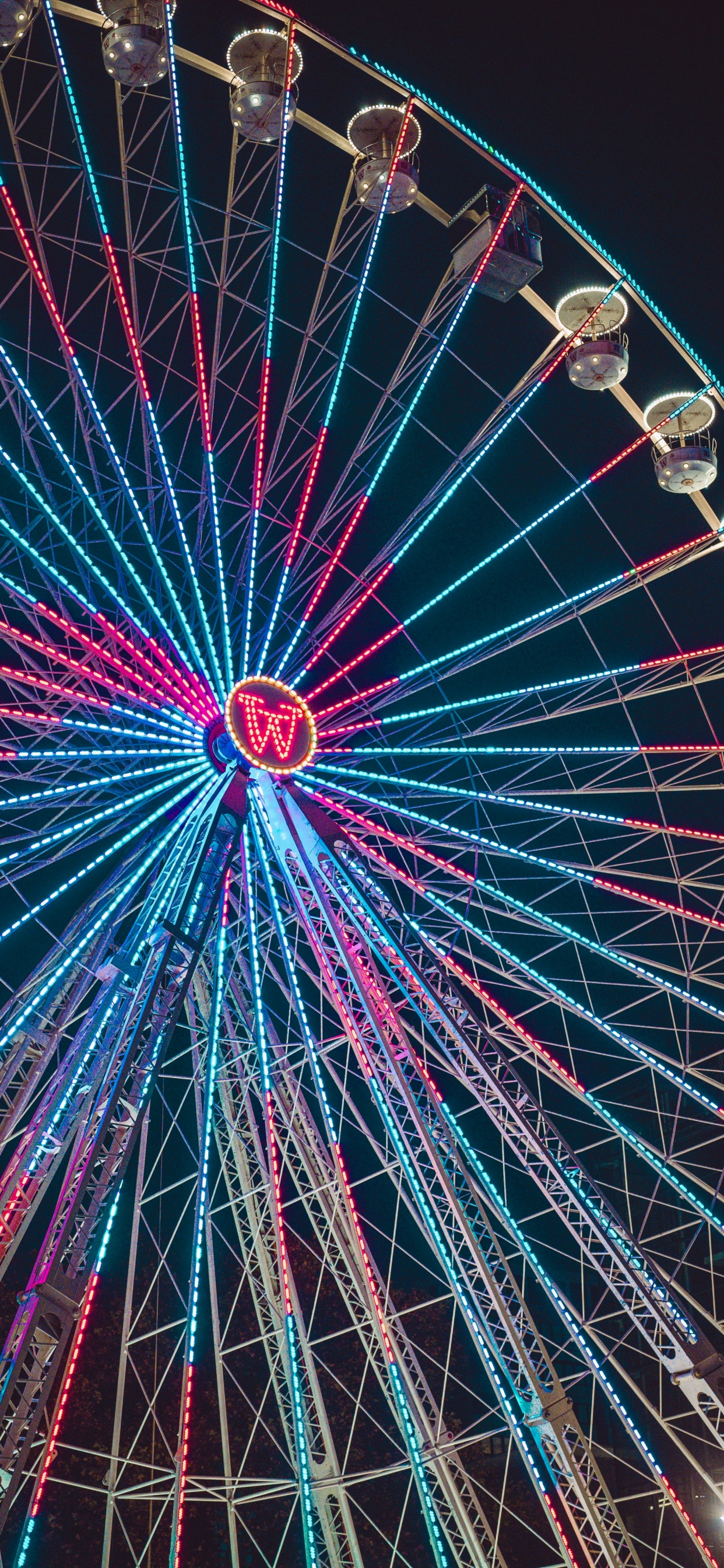 Ferris Wheel, Wheel, Light, Lighting, Electricity. Wallpaper in 1242x2688 Resolution