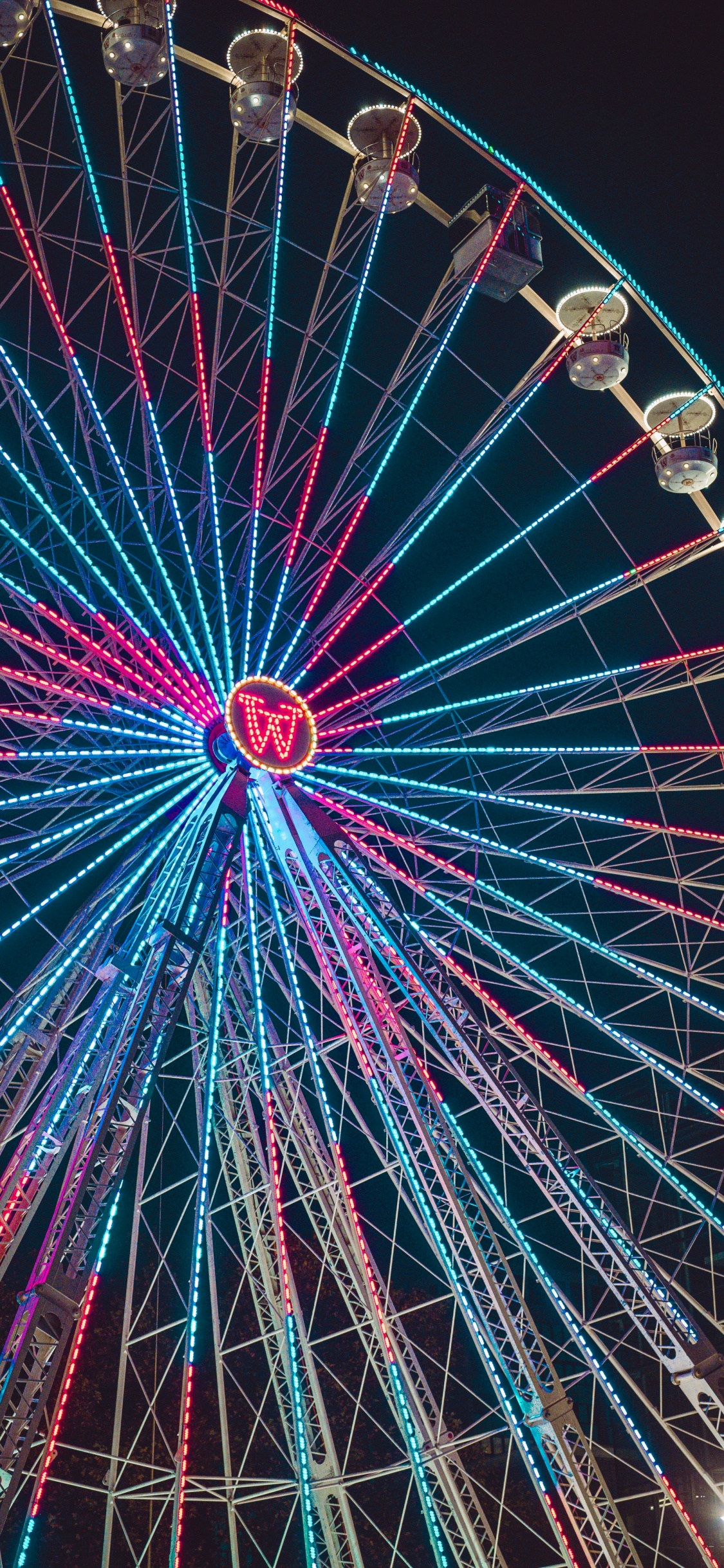 Riesenrad, Rad, Licht, Strom, Erholung. Wallpaper in 1125x2436 Resolution