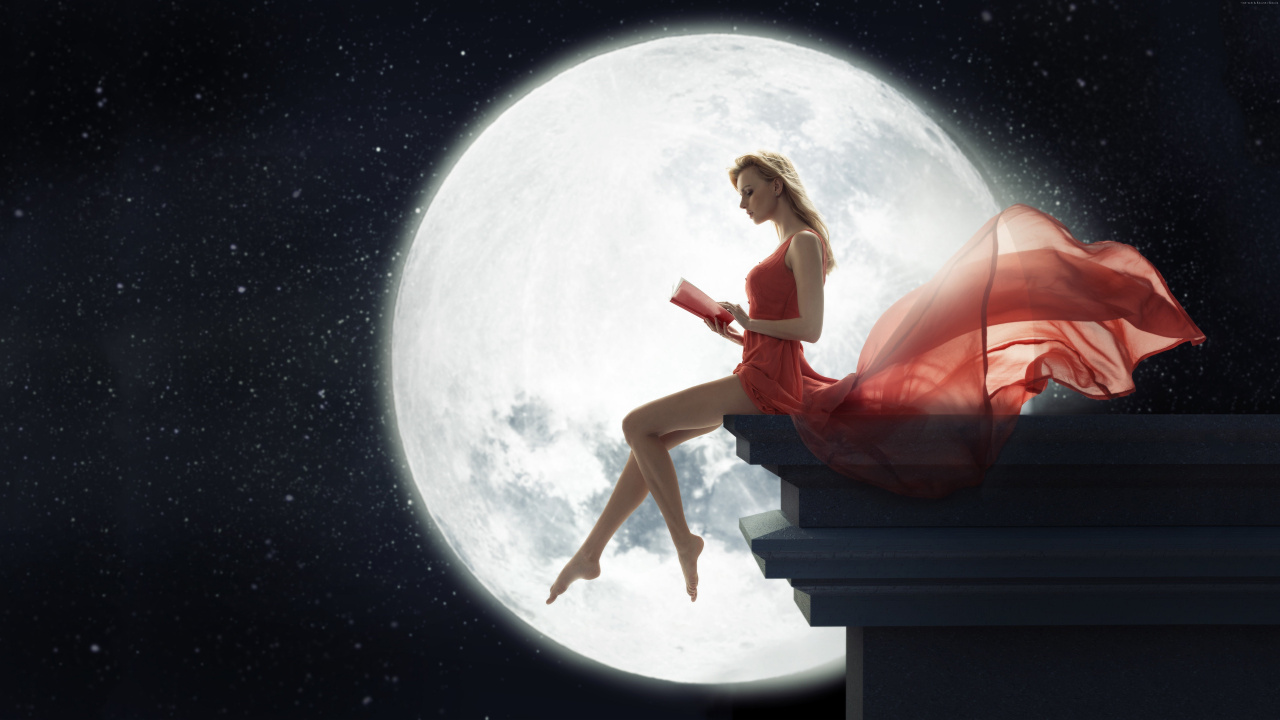 Moon, Full Moon, Light, Illustration, Atmosphere. Wallpaper in 1280x720 Resolution