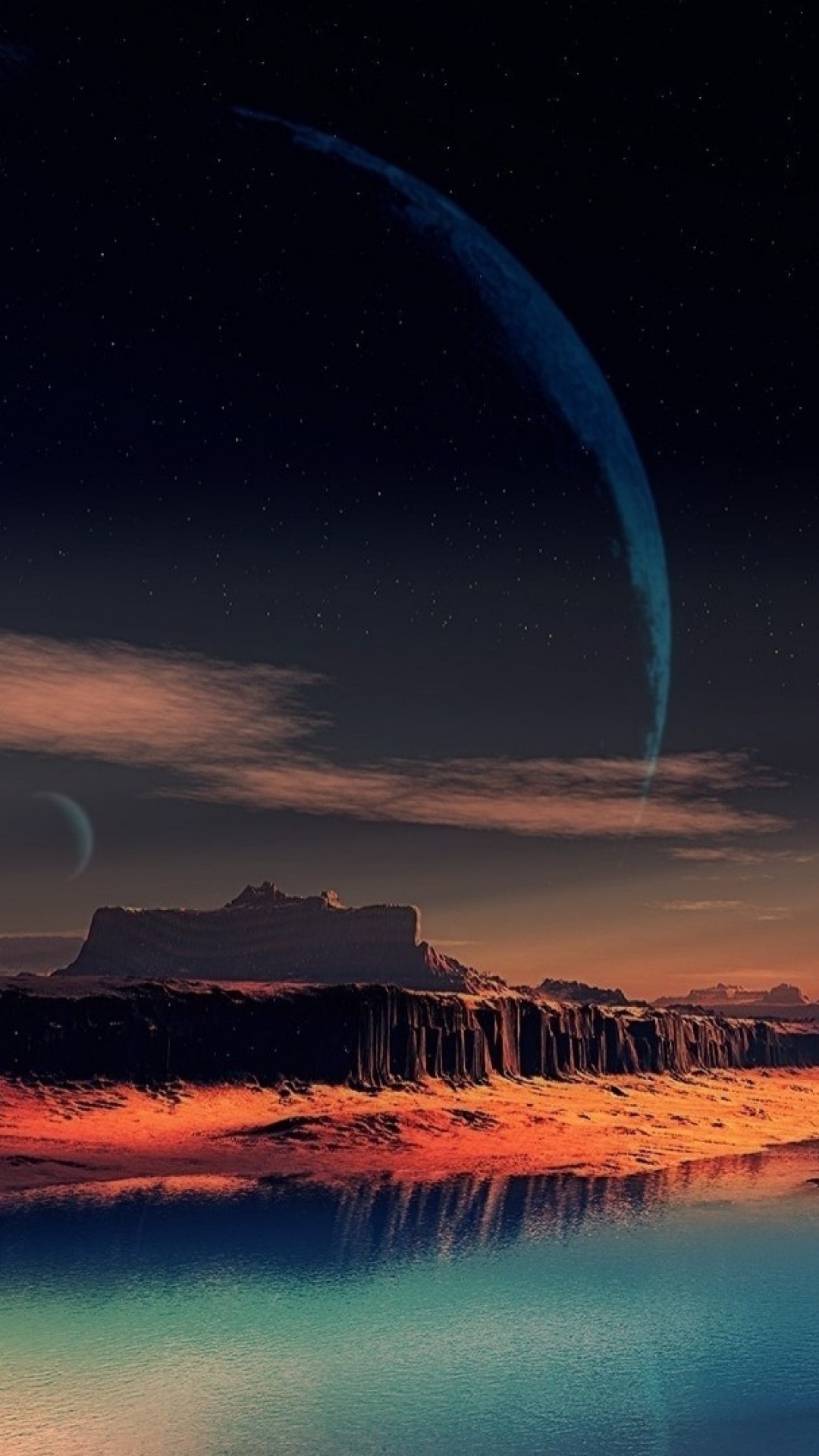 Gewässer Unter Blauem Himmel Mit Regenbogen Bei Sonnenuntergang. Wallpaper in 1080x1920 Resolution