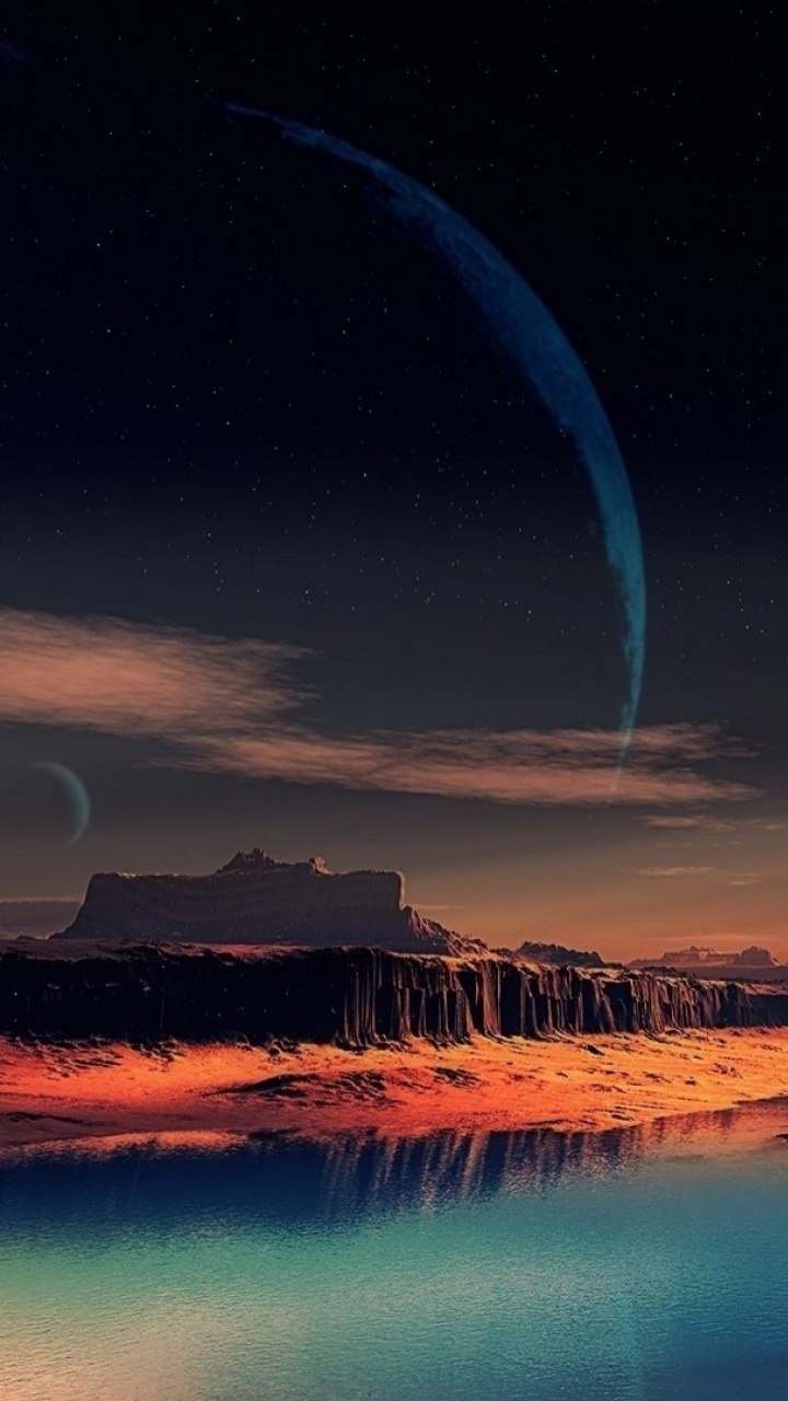 Plan D'eau Sous Ciel Bleu Avec Arc-en-ciel au Coucher du Soleil. Wallpaper in 720x1280 Resolution