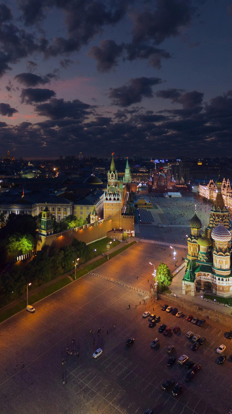 Luftaufnahme Der Stadt Bei Nacht Night. Wallpaper in 750x1334 Resolution