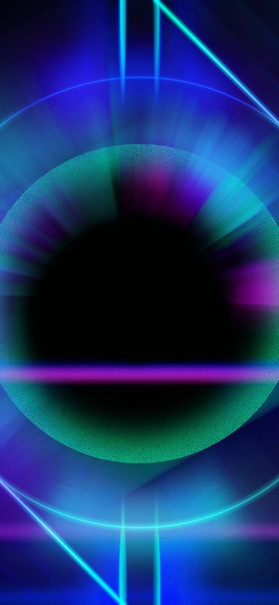 光, 分形技术, 数码艺术, 电蓝色的, 视觉效果的灯光 壁纸 1125x2436 允许