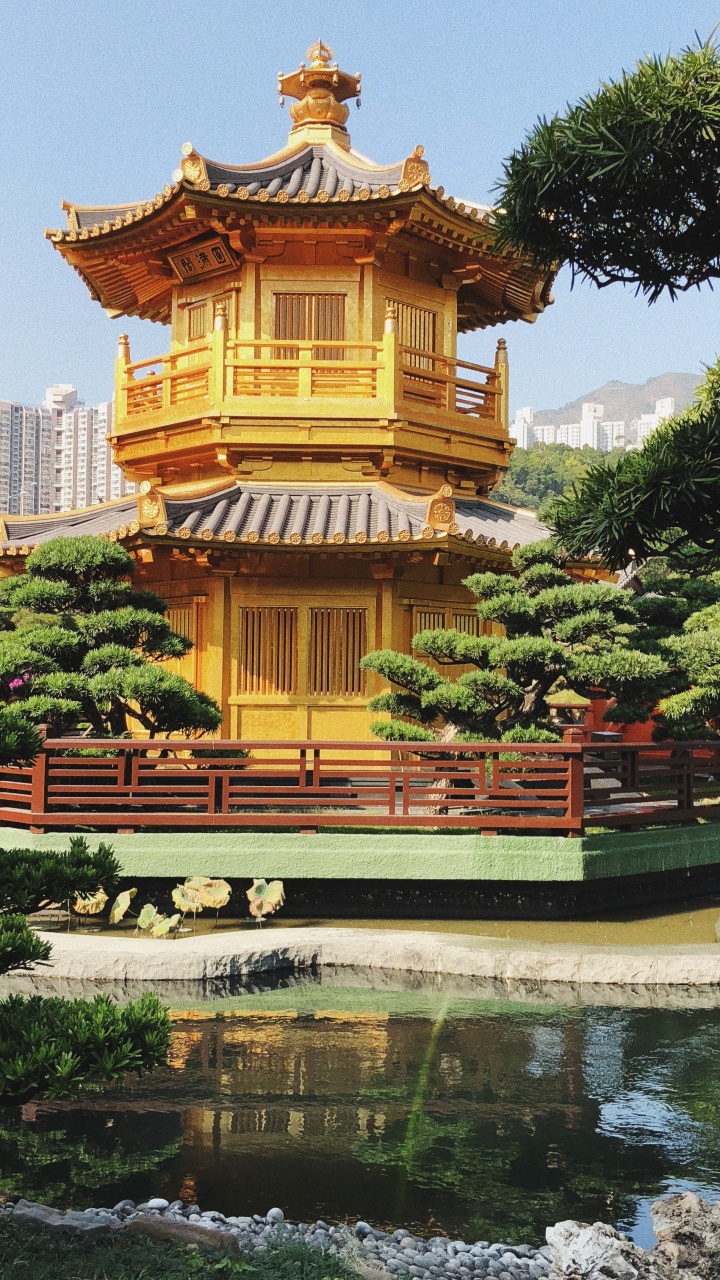 Hong Kong, Nan Lian Garden, Tourism, Chinese Architecture, Body of Water. Wallpaper in 720x1280 Resolution