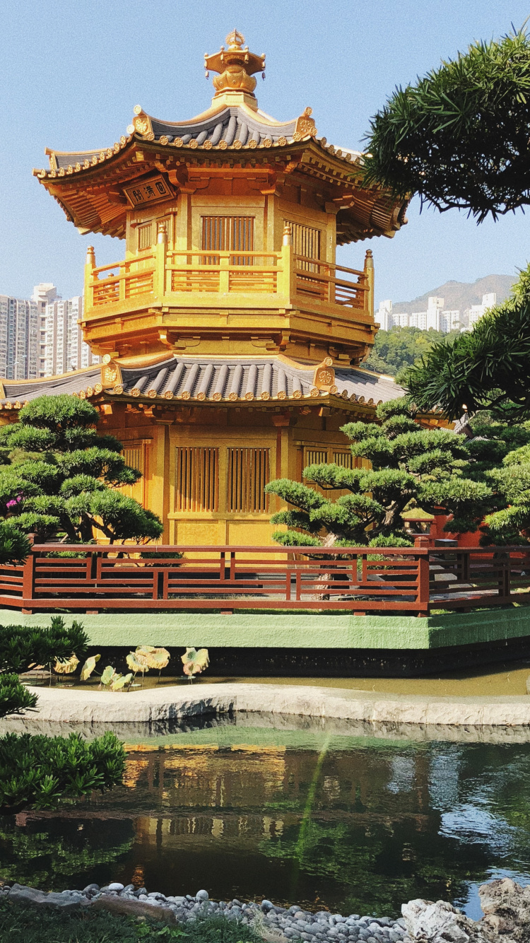 Hong Kong, Nan Lian Garden, Tourism, Chinese Architecture, Body of Water. Wallpaper in 750x1334 Resolution