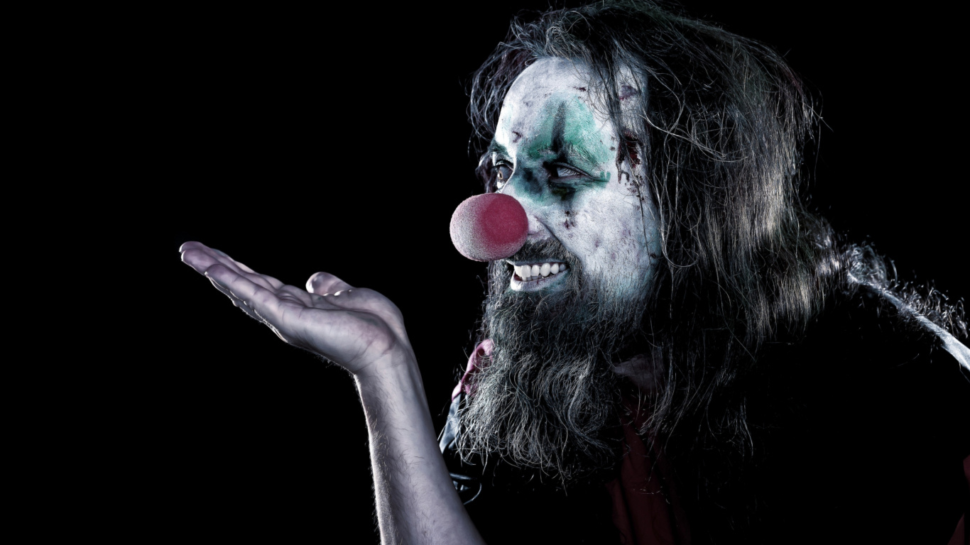 Clown, Evil Clown, Work of Art, Microphone, Lip. Wallpaper in 1366x768 Resolution