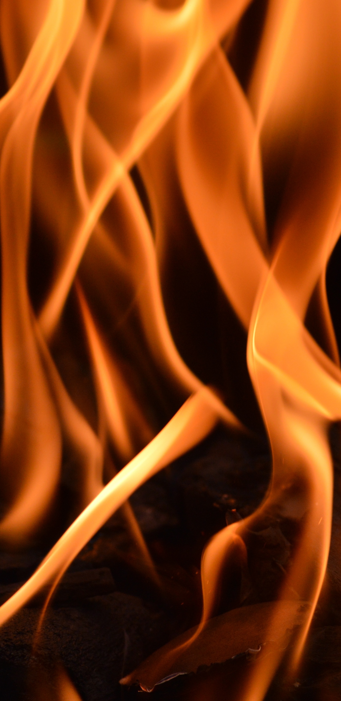 Fuego Naranja en Fondo Negro. Wallpaper in 1440x2960 Resolution