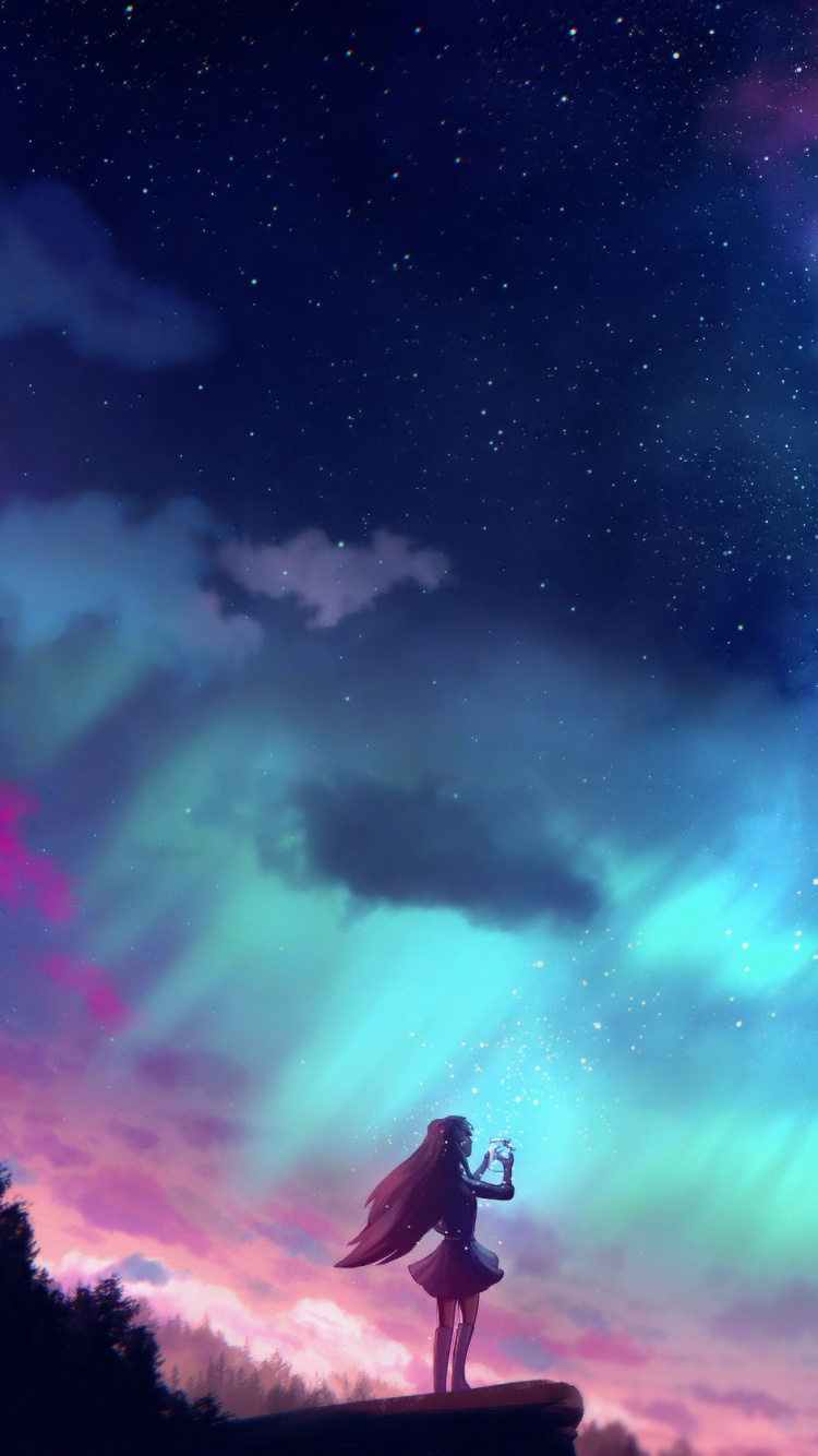 Homme en Chemise Noire et Short Noir Assis Sur un Banc Sous la Nuit Étoilée. Wallpaper in 750x1334 Resolution