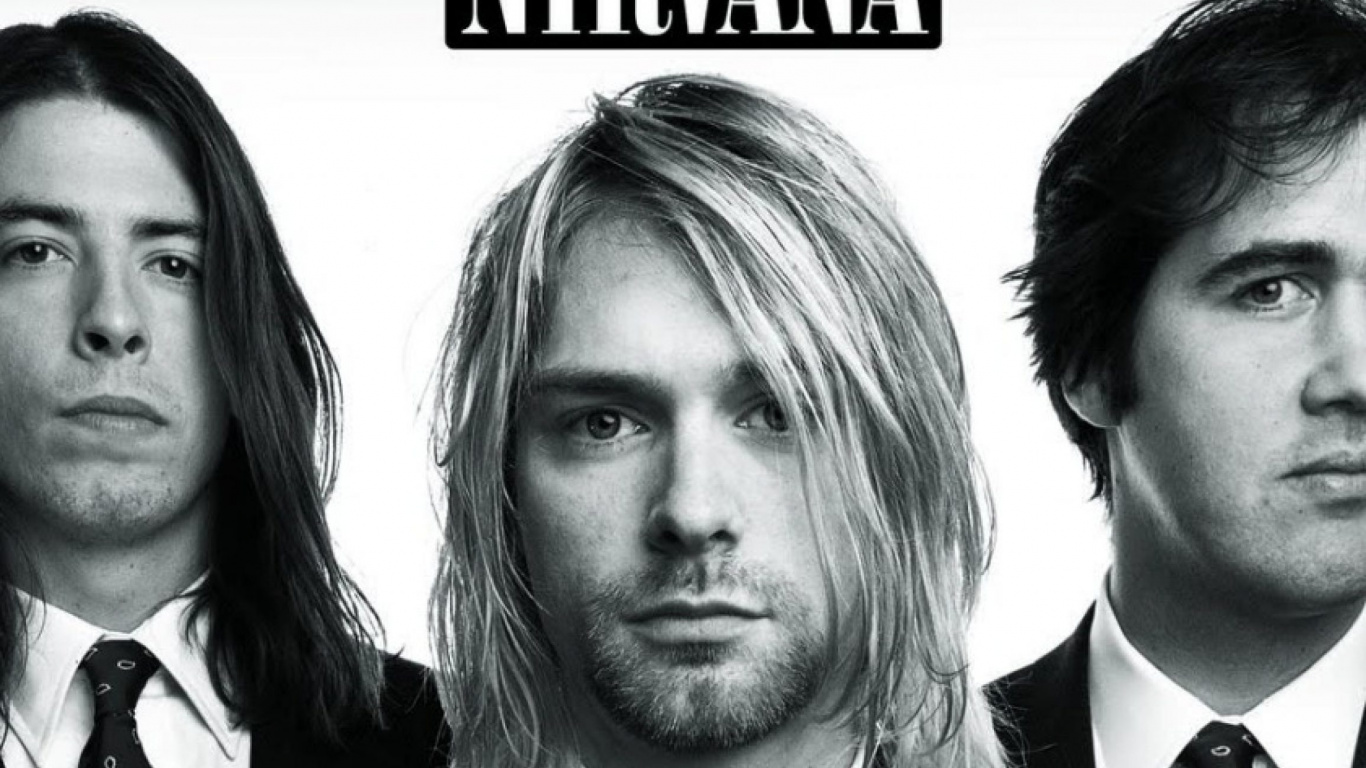 Nirvana, No Importa, Entrecejo, el Vello Facial, en Blanco y Negro. Wallpaper in 1366x768 Resolution