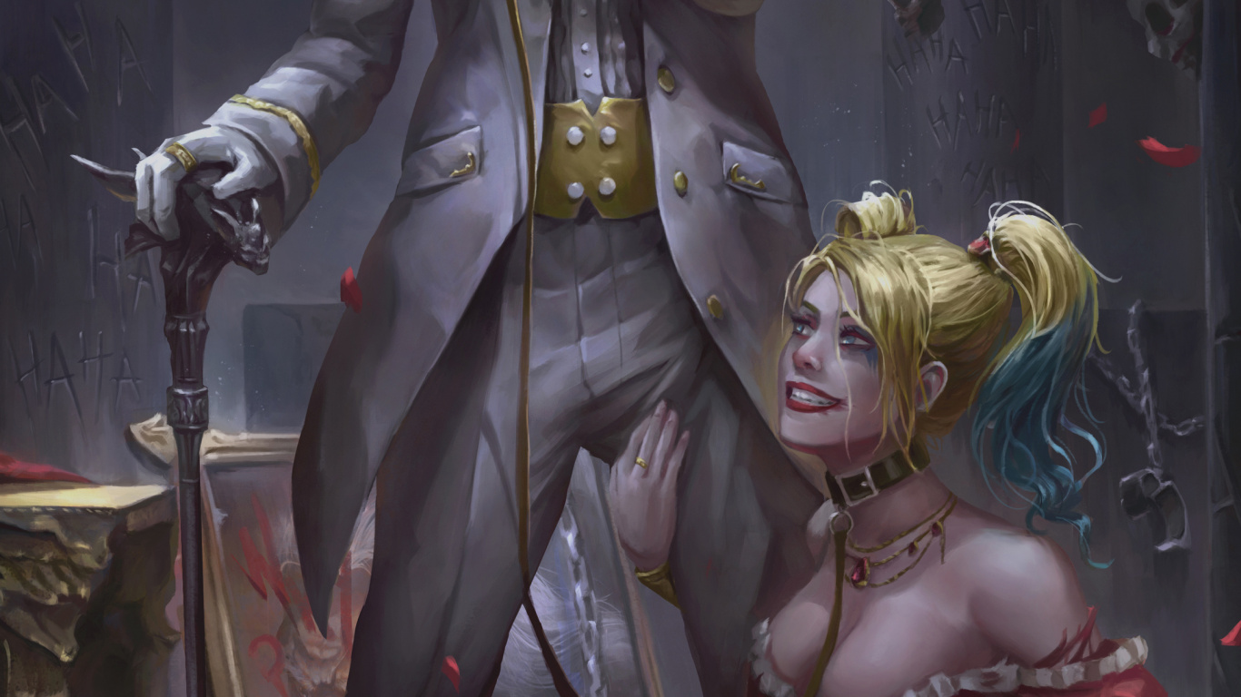 Joker, Harley Quin, Joker With Gf, The Joker, Harley Quinn. Wallpaper in 1366x768 Resolution