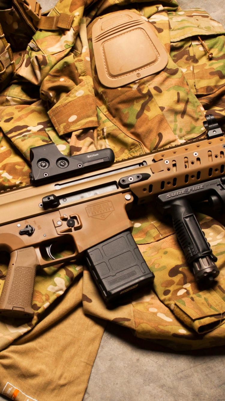 fn Scar, fn Herstal, Gun, Firearm, Trigger. Wallpaper in 750x1334 Resolution