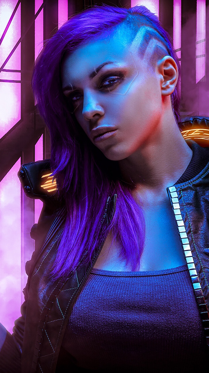 Cyberpunk 2077, Cyberpunk, Cosplay, Morado, Violeta. Wallpaper in 720x1280 Resolution